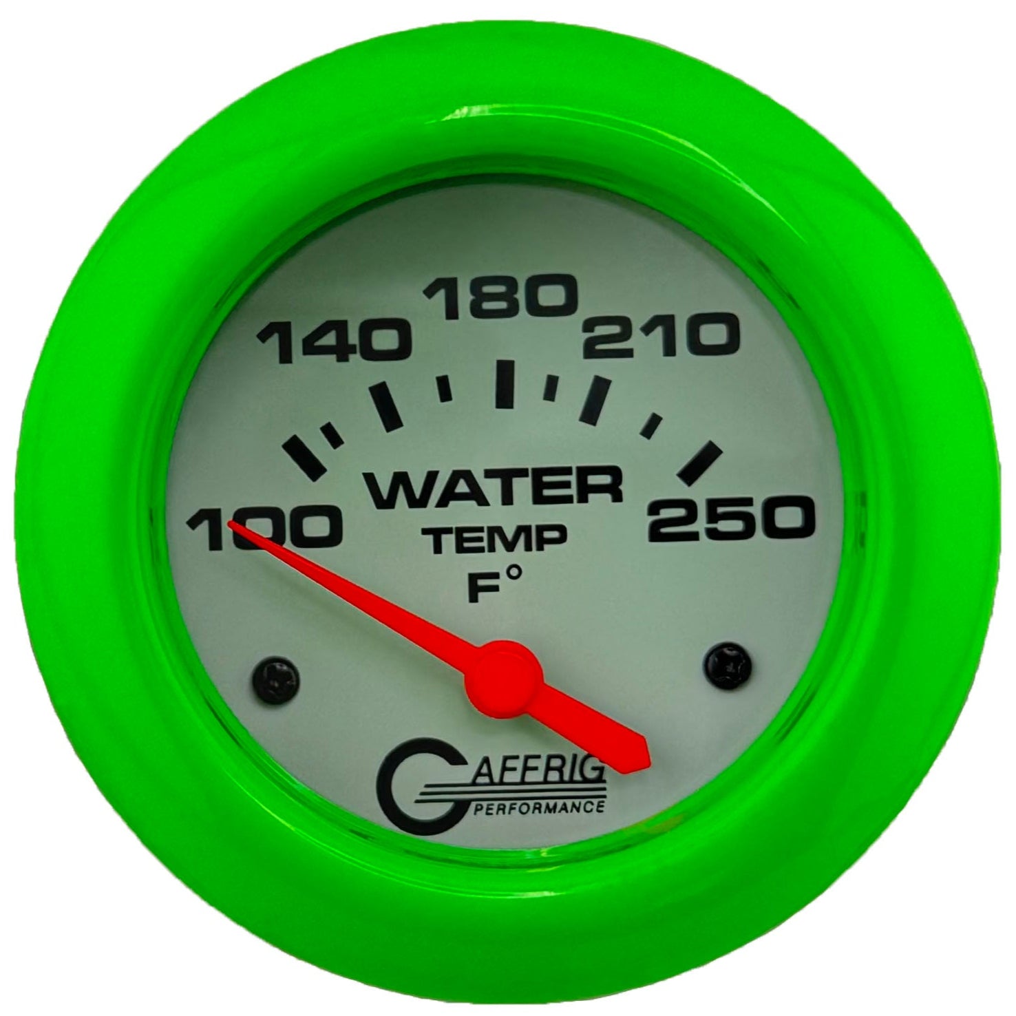 GAFFRIG PART #13006 2 5/8 INCH ELECTRIC WATER TEMPERATURE MARINE BOAT GAUGE 100-250 F - W/SENDER & BUSHING KIT WHITE