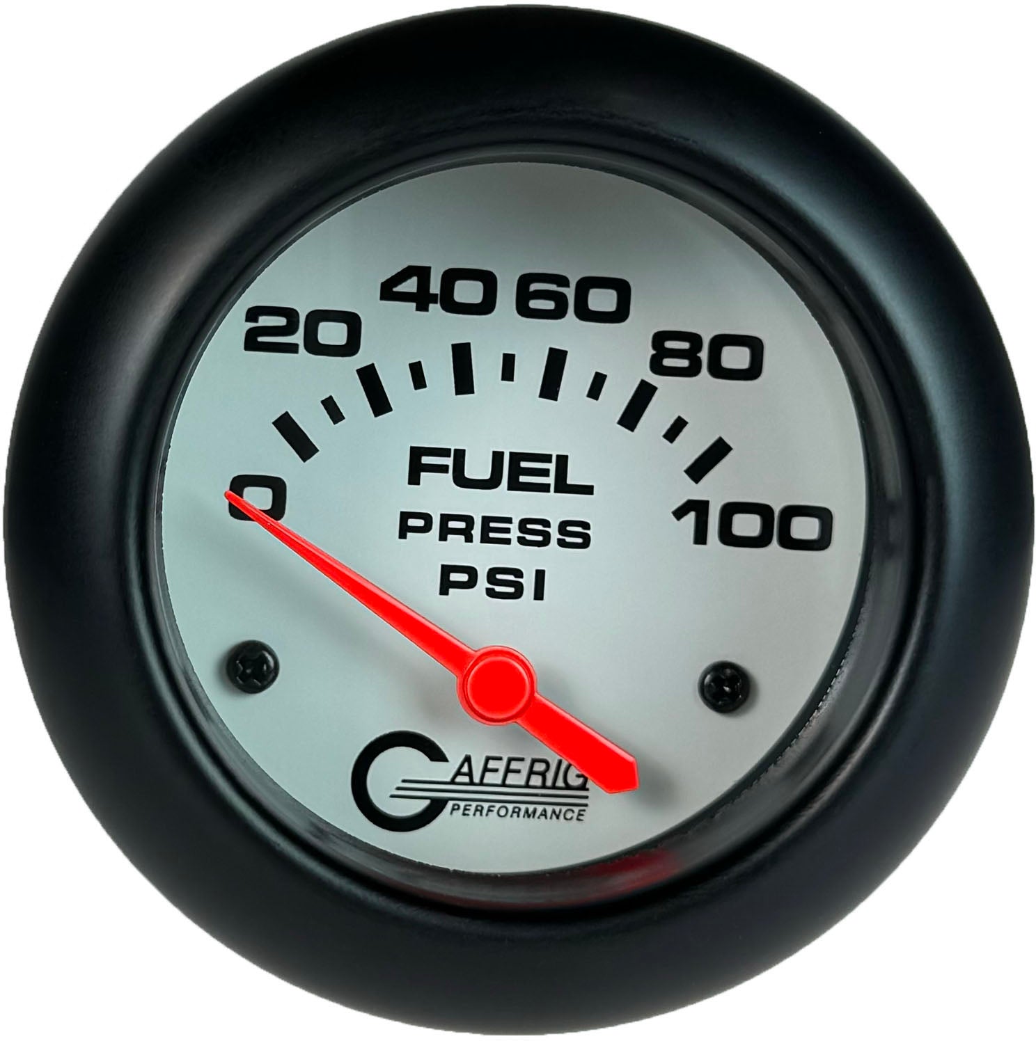 GAFFRIG PART #13008 2 5/8 INCH ELECTRIC FUEL PRESSURE GAUGE 0-100 PSI - INCLUDES SENDER WHITE BLACK