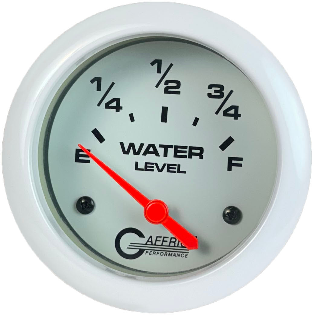 GAFFRIG PART #13009 2 5/8 INCH ELECTRIC WATER LEVEL GAUGE 240-33 OHMS WHITE NO FAT RIM (STANDARD)