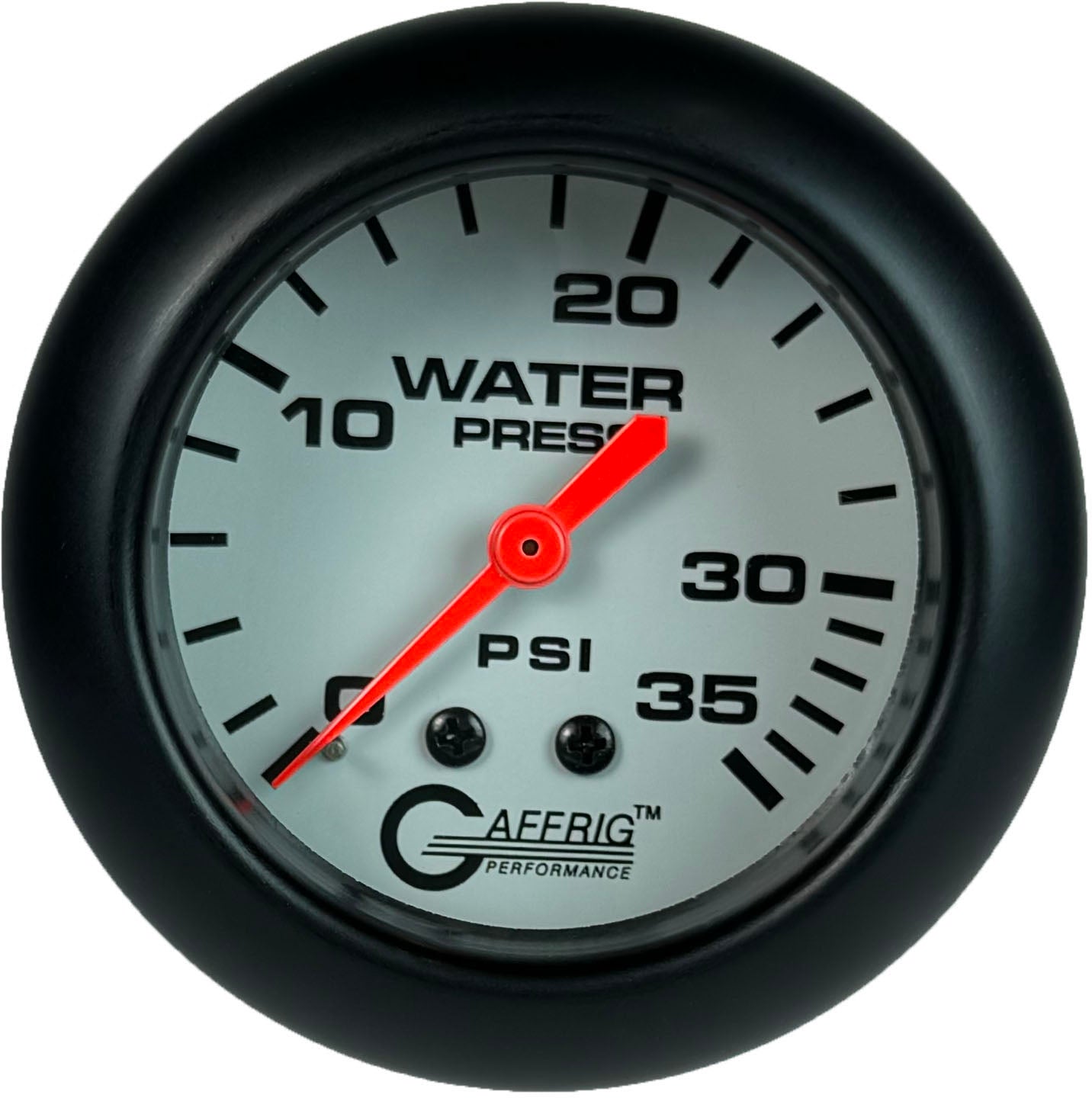 GAFFRIG PART #13014 2 5/8 INCH MECHANICAL WATER PRESSURE GAUGE 0-35 PSI WHITE BLACK