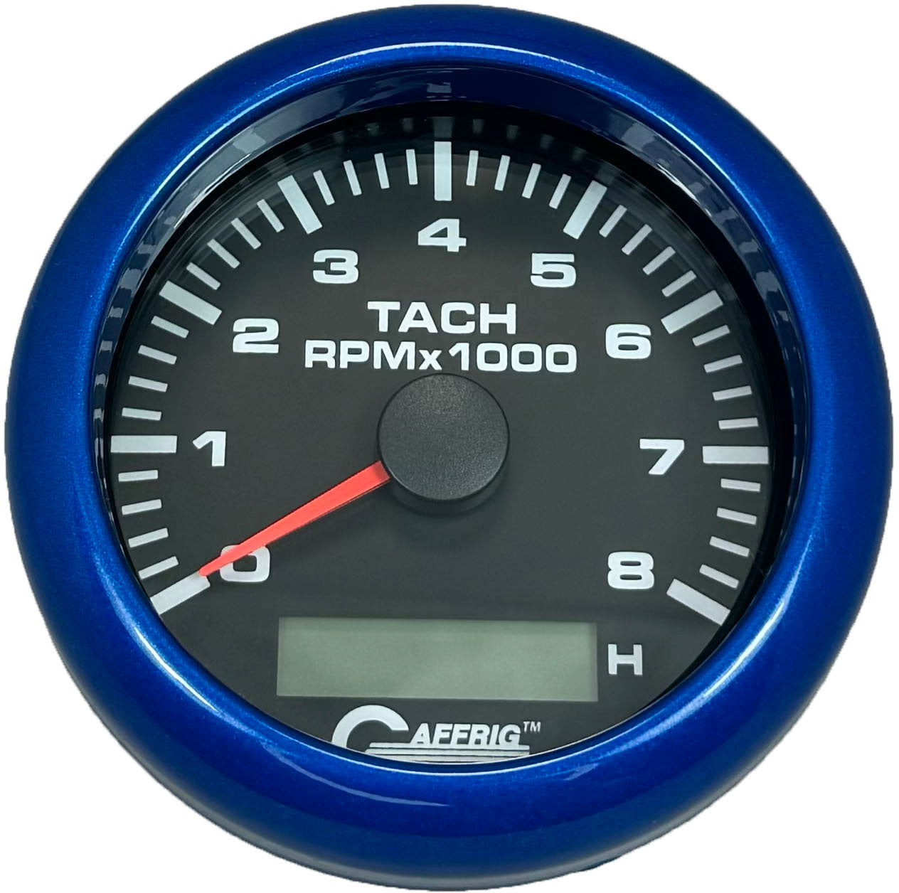 GAFFRIG PART #184260 3 3/8 INCH ELECTRIC TACH/HOUR METER GUAGE 0-8000 RPM BLACK BLUE / STEP RIM