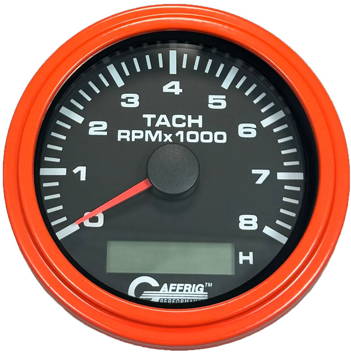 GAFFRIG PART #184260 3 3/8 INCH ELECTRIC TACH/HOUR METER GUAGE 0-8000 RPM BLACK ORANGE / STEP RIM