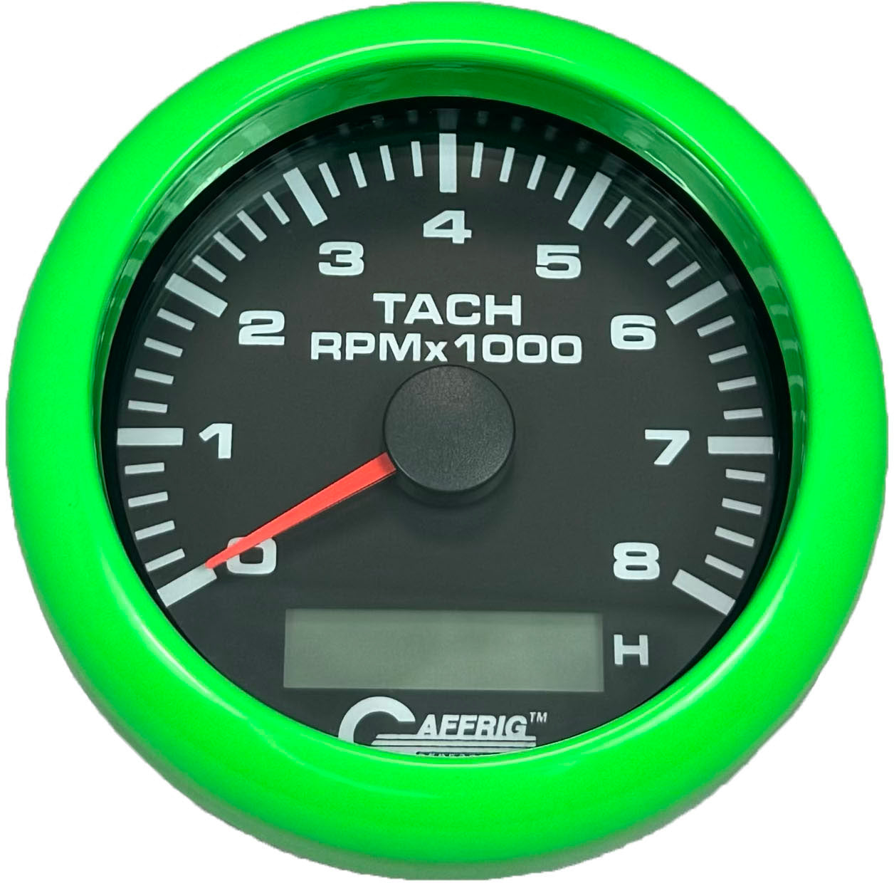 GAFFRIG PART #184260 3 3/8 INCH ELECTRIC TACH/HOUR METER GUAGE 0-8000 RPM BLACK LIME GREEN / STEP RIM