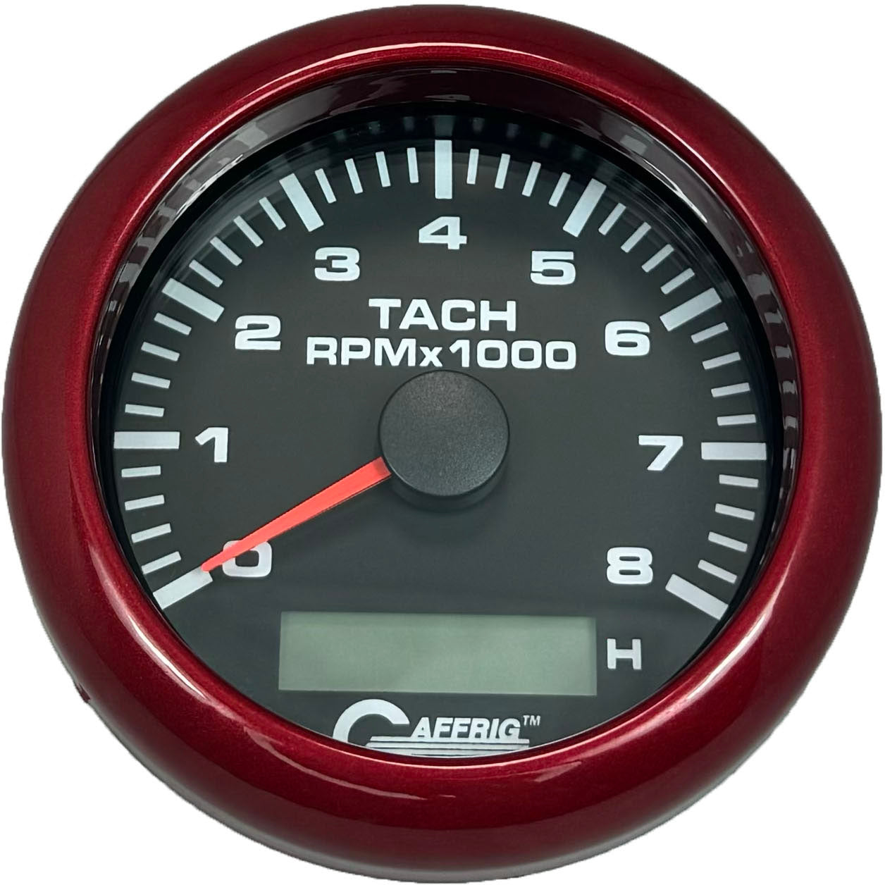 GAFFRIG PART #184260 3 3/8 INCH ELECTRIC TACH/HOUR METER GUAGE 0-8000 RPM BLACK RED / STEP RIM