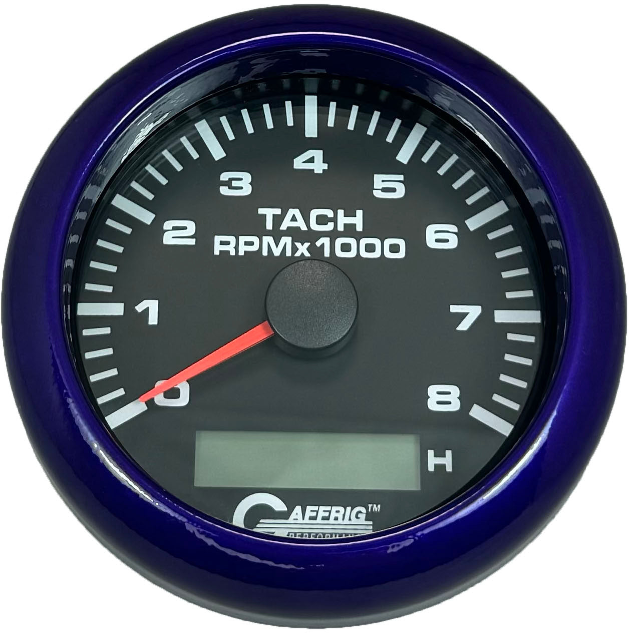 GAFFRIG PART #184260 3 3/8 INCH ELECTRIC TACH/HOUR METER GUAGE 0-8000 RPM BLACK PURPLE / STEP RIM