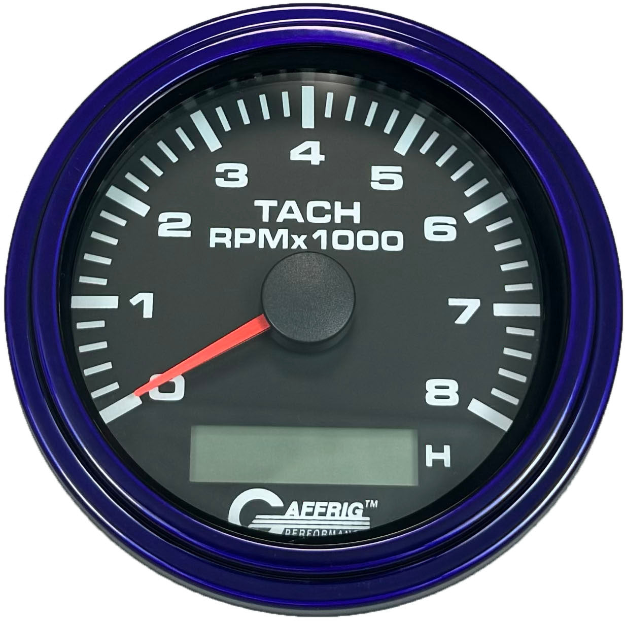 GAFFRIG PART #184260 3 3/8 INCH ELECTRIC TACH/HOUR METER GUAGE 0-8000 RPM BLACK PURPLE / STEP RIM