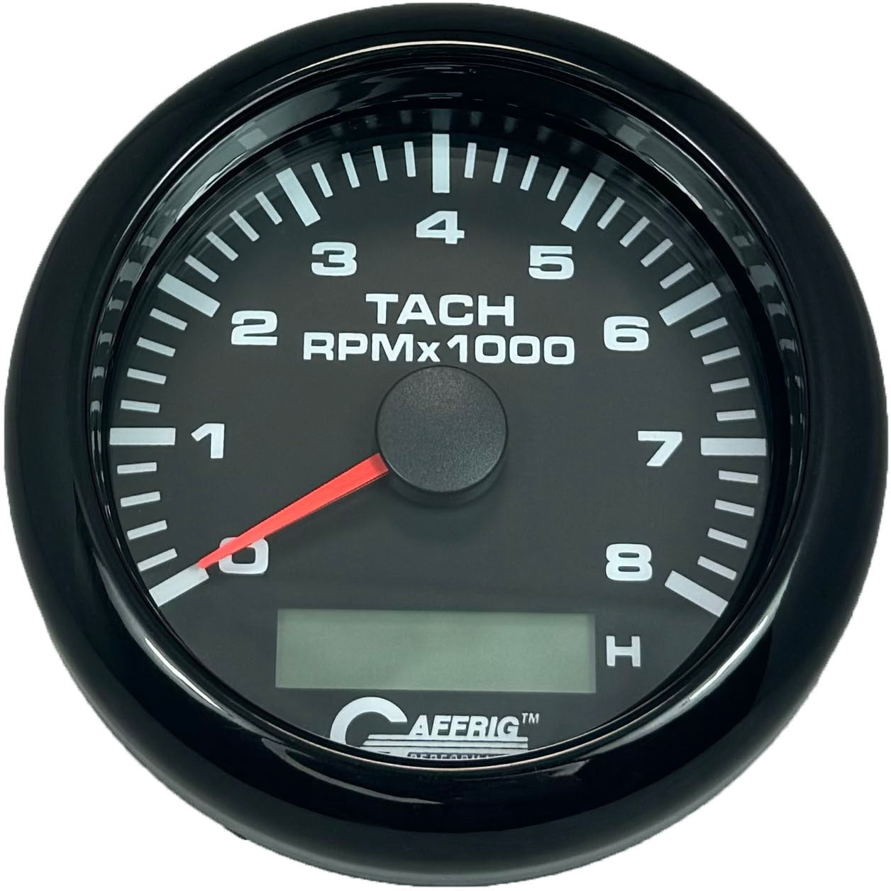 GAFFRIG PART #184260 3 3/8 INCH ELECTRIC TACH/HOUR METER GUAGE 0-8000 RPM BLACK BLACK / FAT RIM