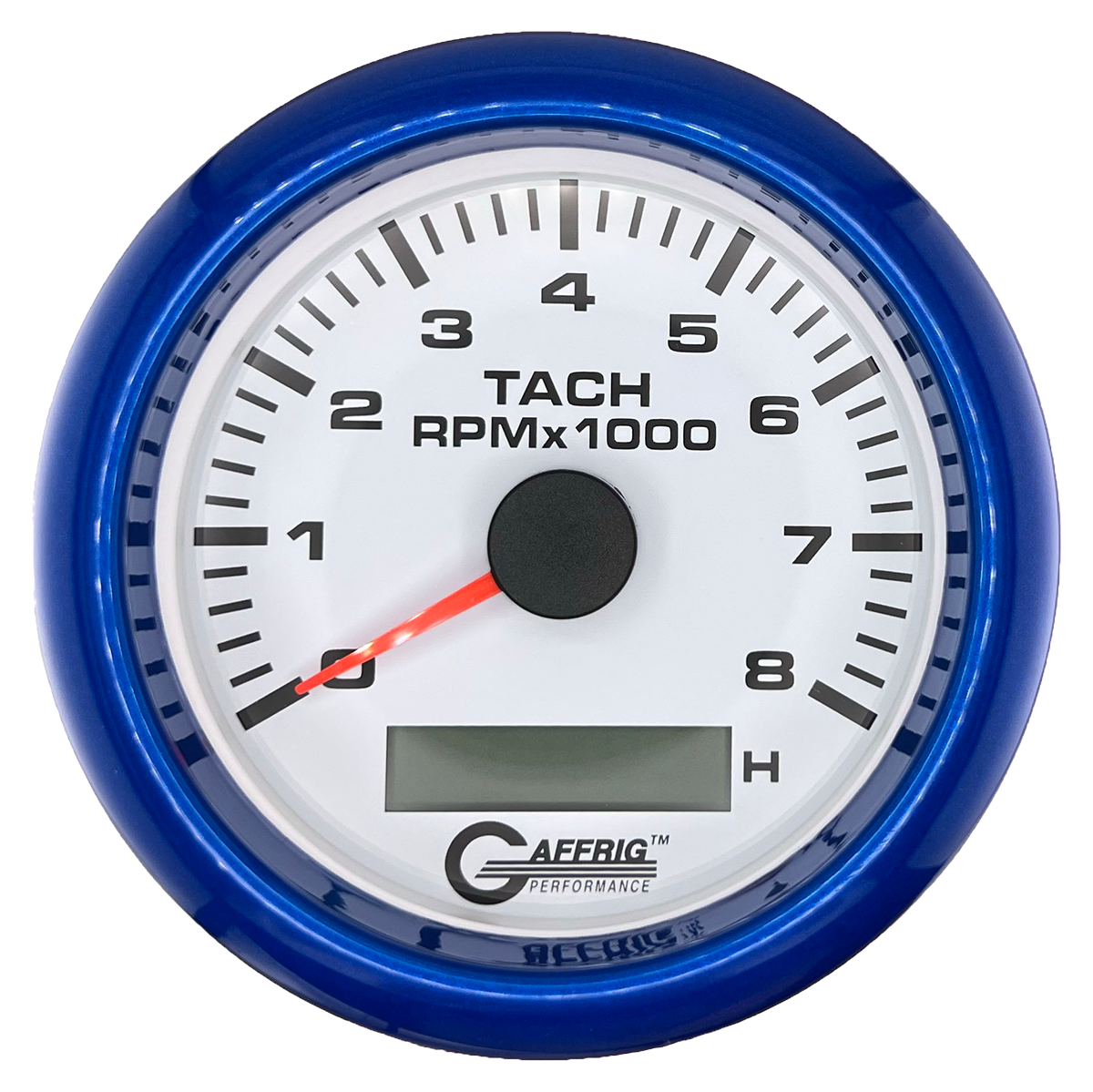 #184760 3 3/8 INCH ELECTRIC TACH/HOUR METER 0-8000 RPM WHITE Blue / Step