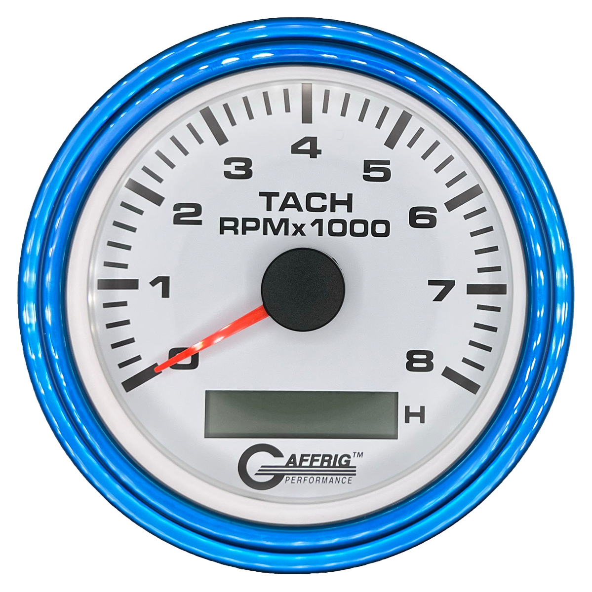 #184760 3 3/8 INCH ELECTRIC TACH/HOUR METER 0-8000 RPM WHITE Blue / Step