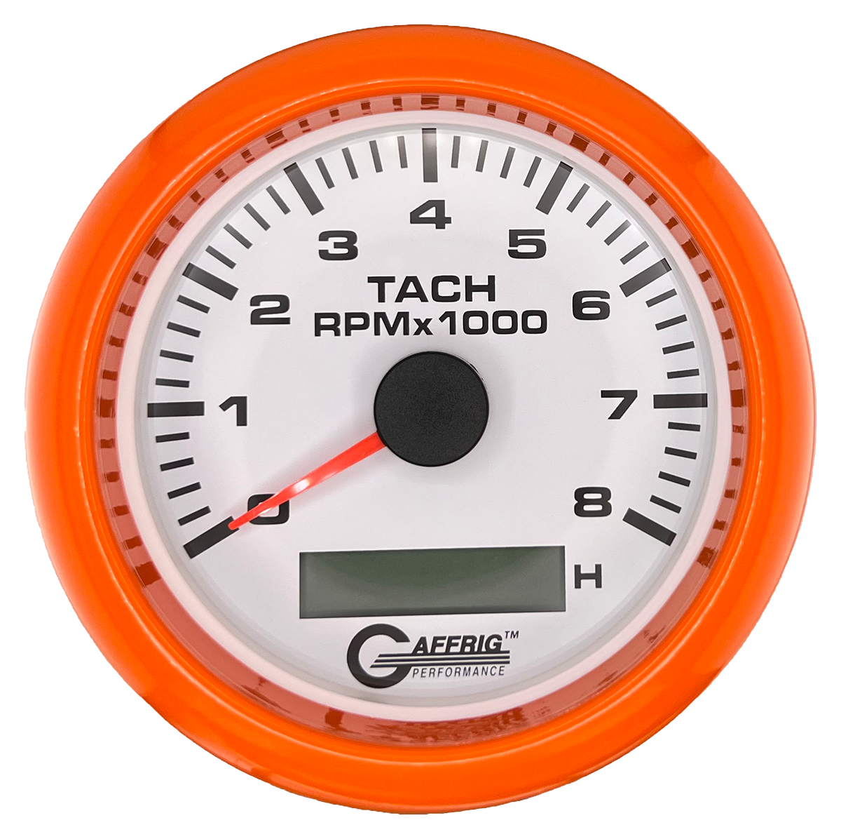 #184760 3 3/8 INCH ELECTRIC TACH/HOUR METER 0-8000 RPM WHITE Orange / Step