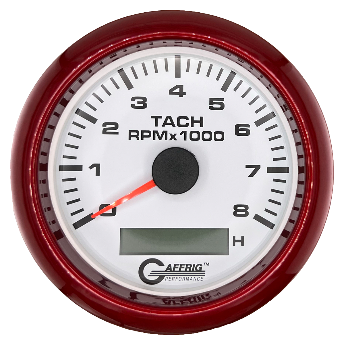 #184760 3 3/8 INCH ELECTRIC TACH/HOUR METER 0-8000 RPM WHITE Red / Step