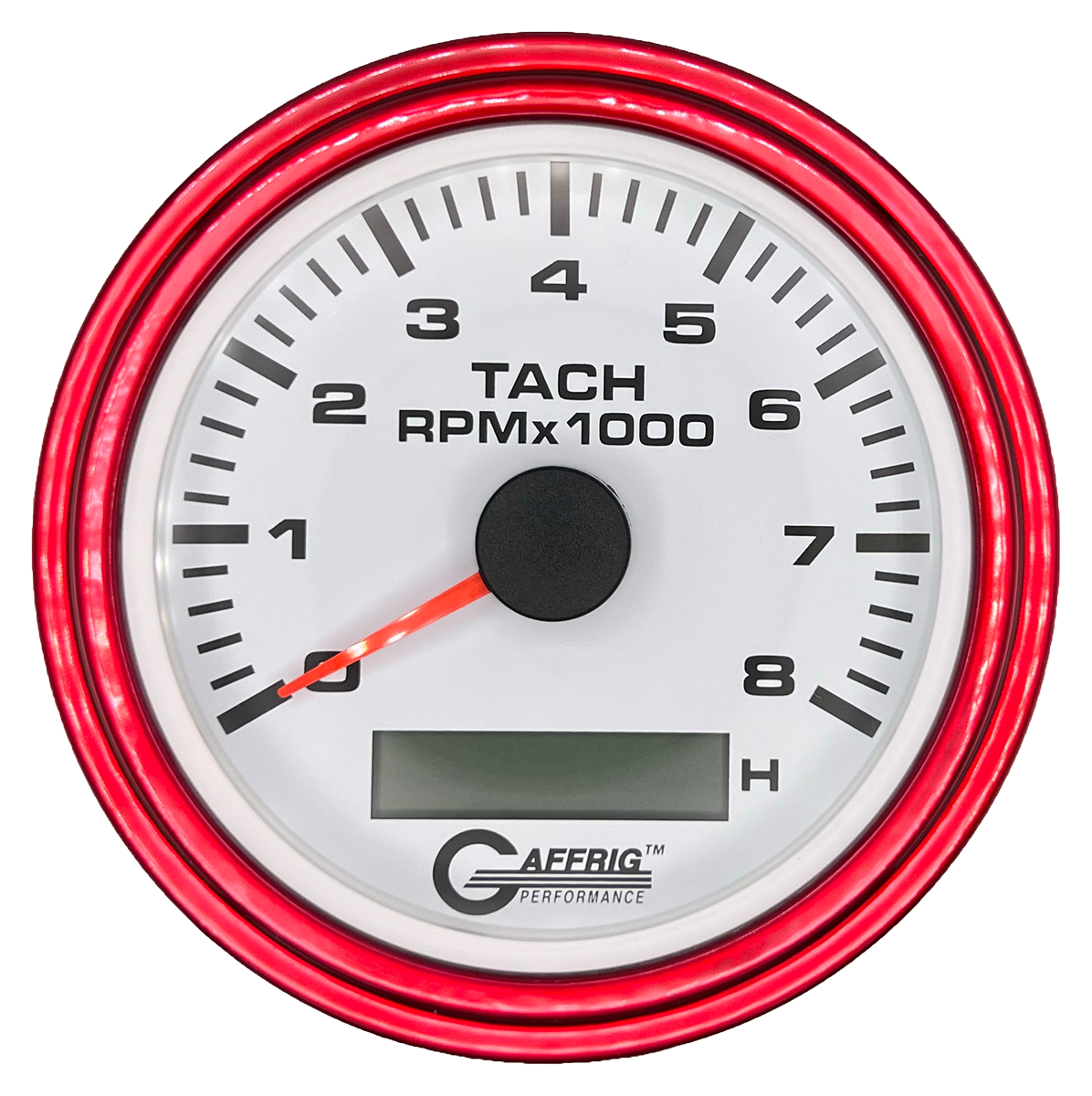 #184760 3 3/8 INCH ELECTRIC TACH/HOUR METER 0-8000 RPM WHITE Red / Step