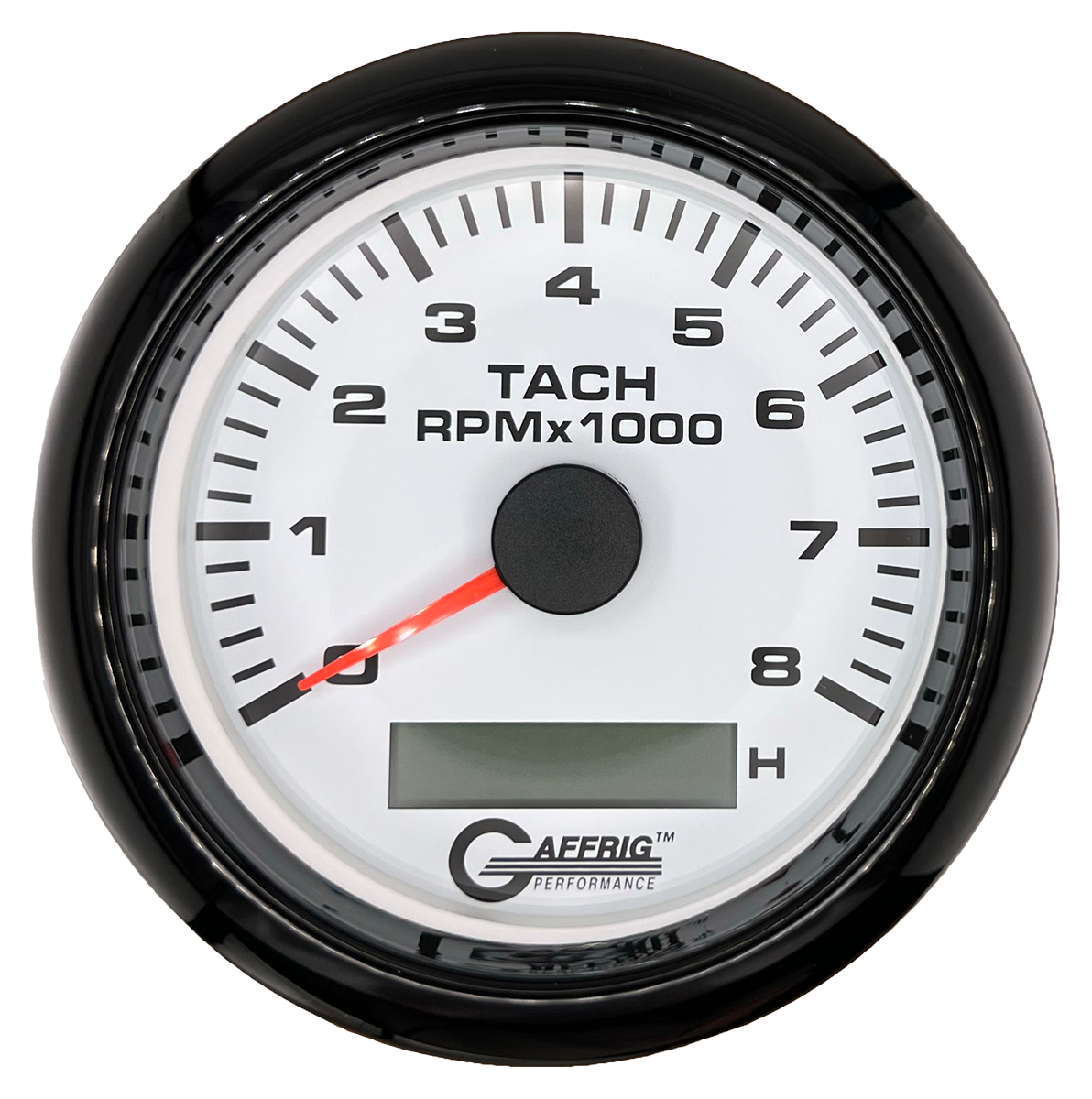 #184760 3 3/8 INCH ELECTRIC TACH/HOUR METER 0-8000 RPM WHITE Black / Step