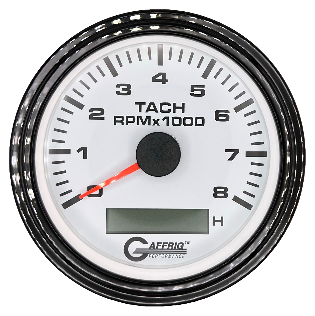 #184760 3 3/8 INCH ELECTRIC TACH/HOUR METER 0-8000 RPM WHITE Black / Step