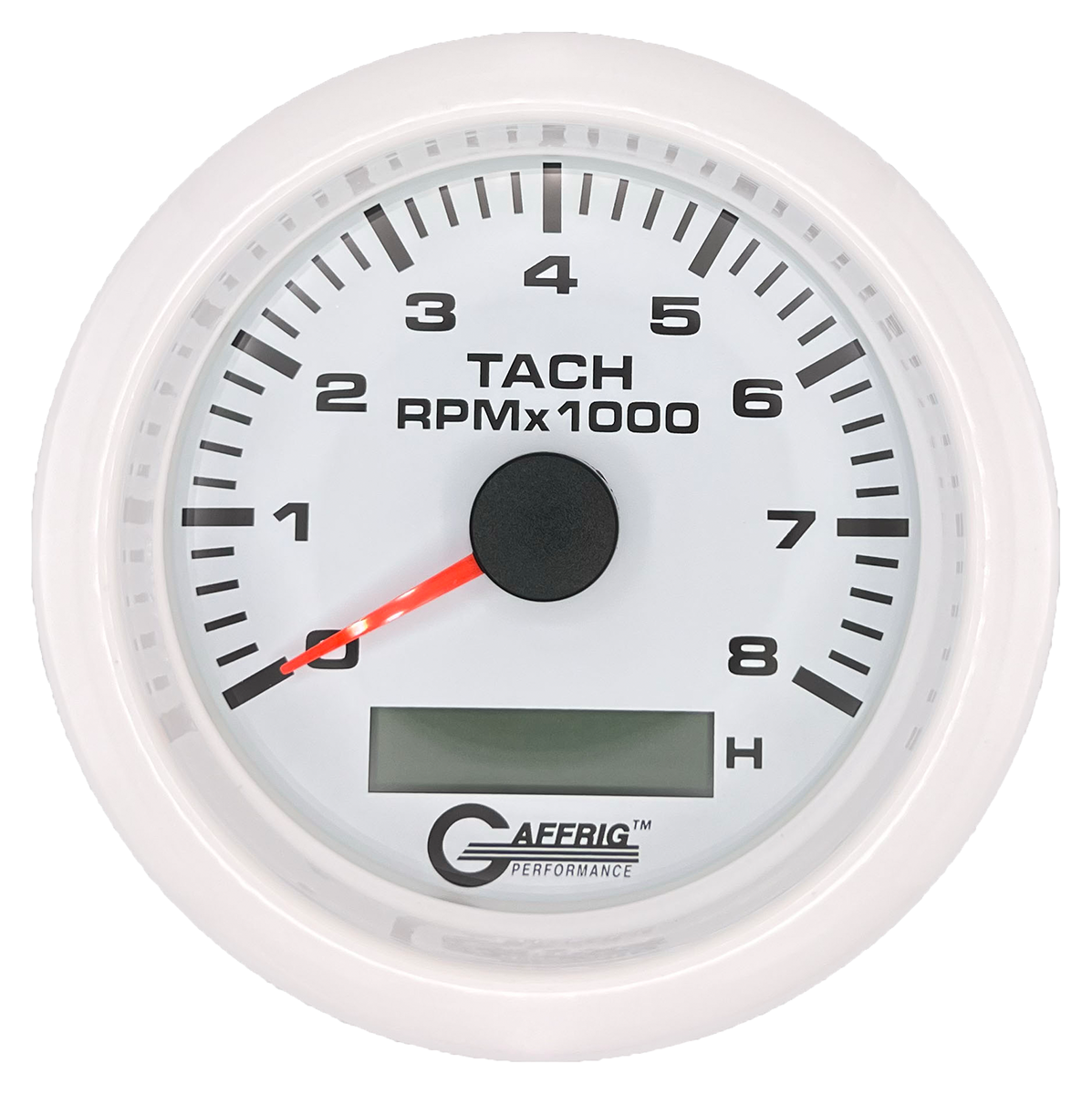 #184760 3 3/8 INCH ELECTRIC TACH/HOUR METER 0-8000 RPM WHITE White / Fat