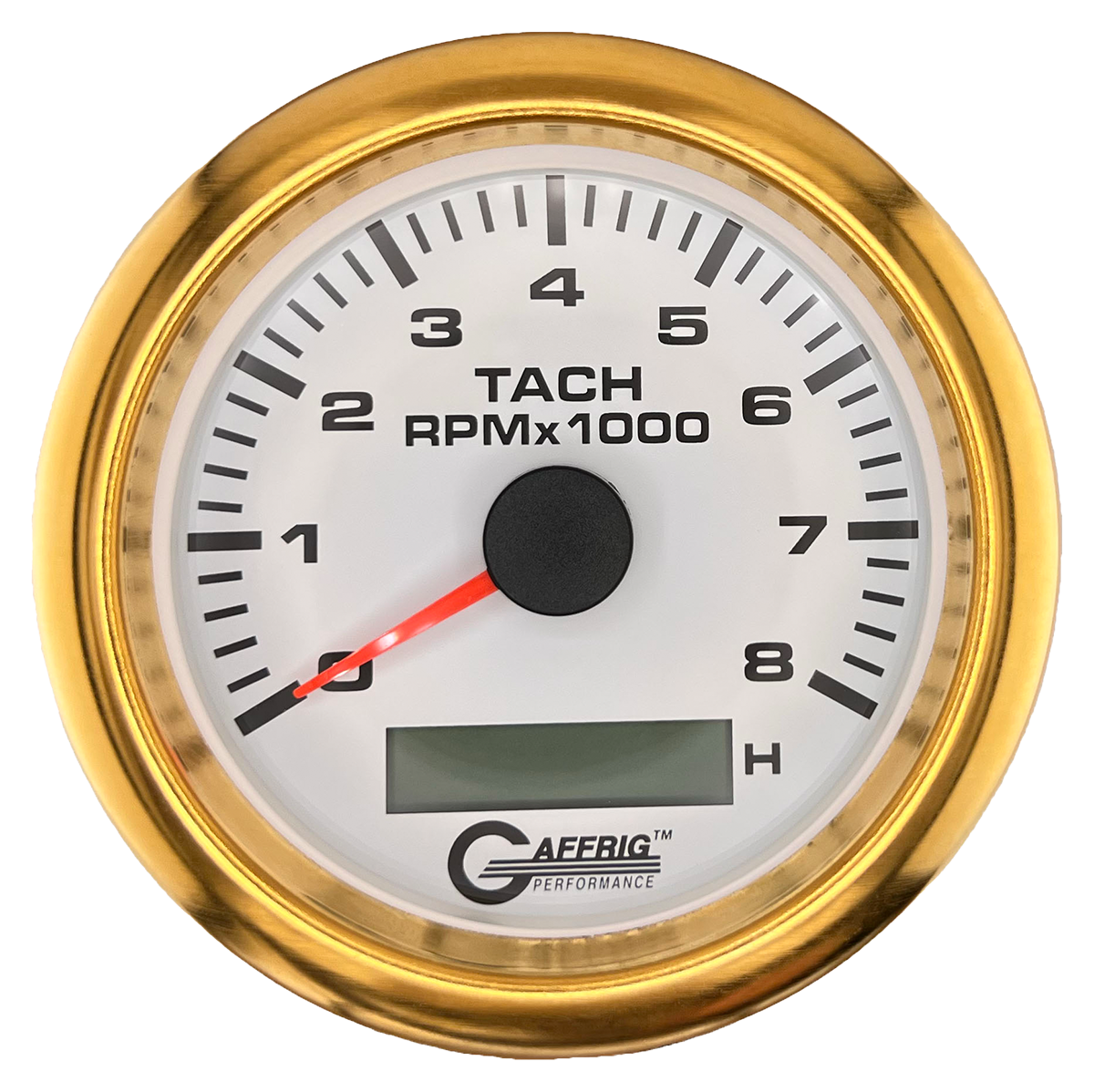 #184760 3 3/8 INCH ELECTRIC TACH/HOUR METER 0-8000 RPM WHITE Gold / Step