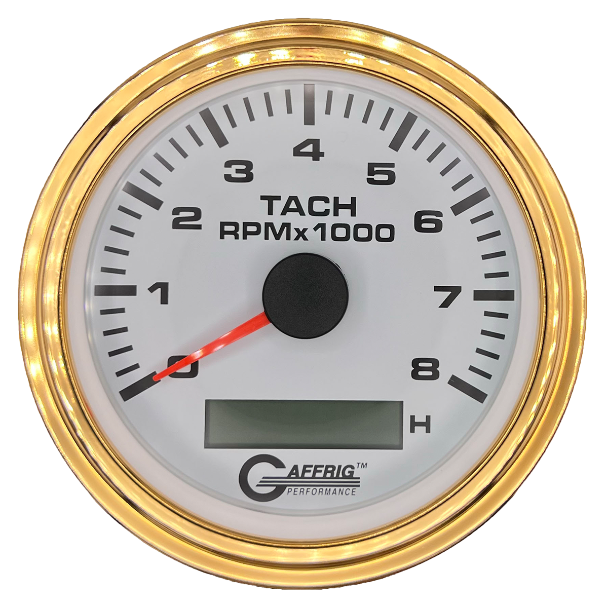 #184760 3 3/8 INCH ELECTRIC TACH/HOUR METER 0-8000 RPM WHITE Gold / Step