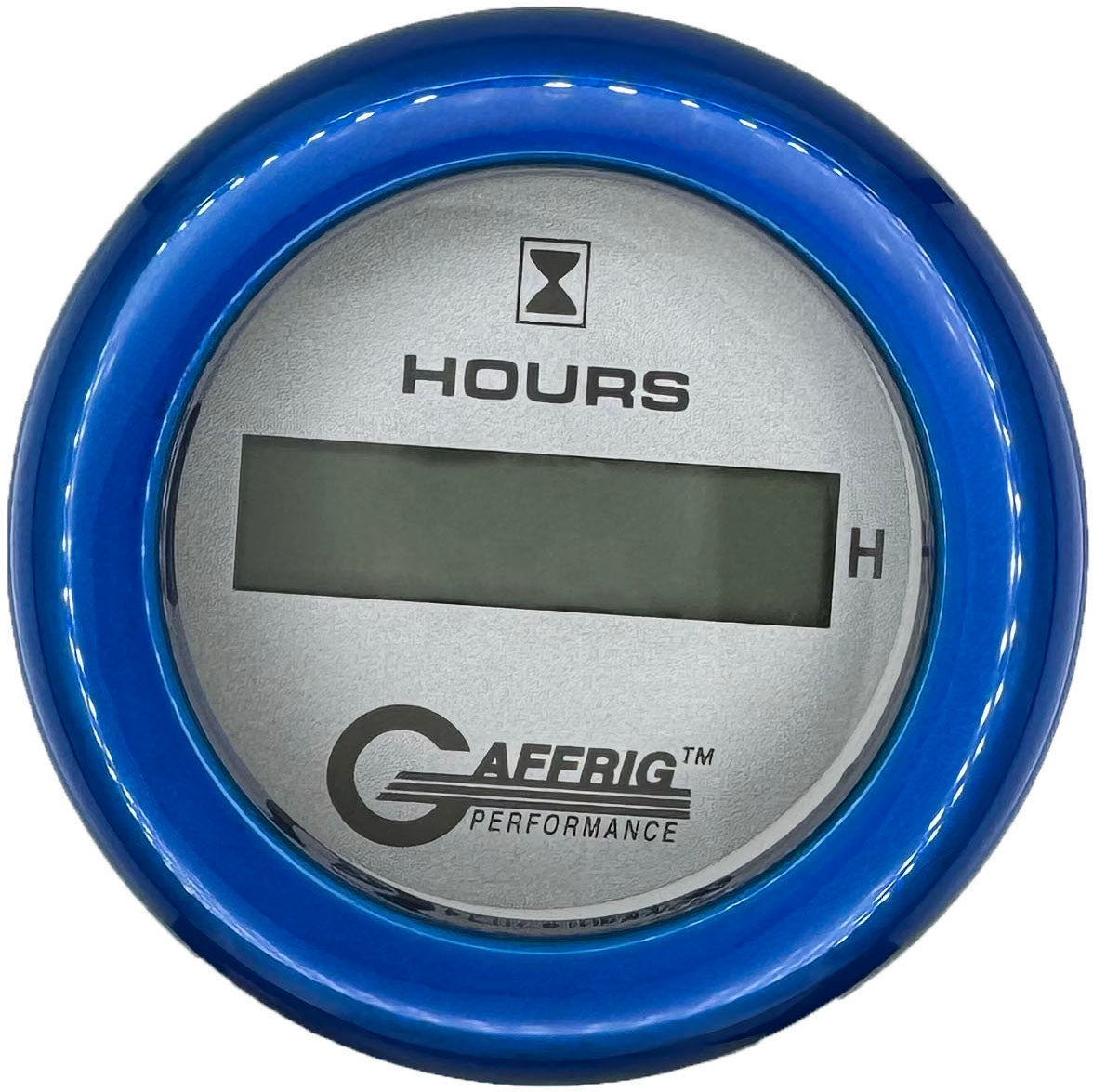 GAFFRIG PART #185810 2 INCH ELECTRIC ENGINE HOUR METER GAUGE PLATINUM BLUE / FAT RIM