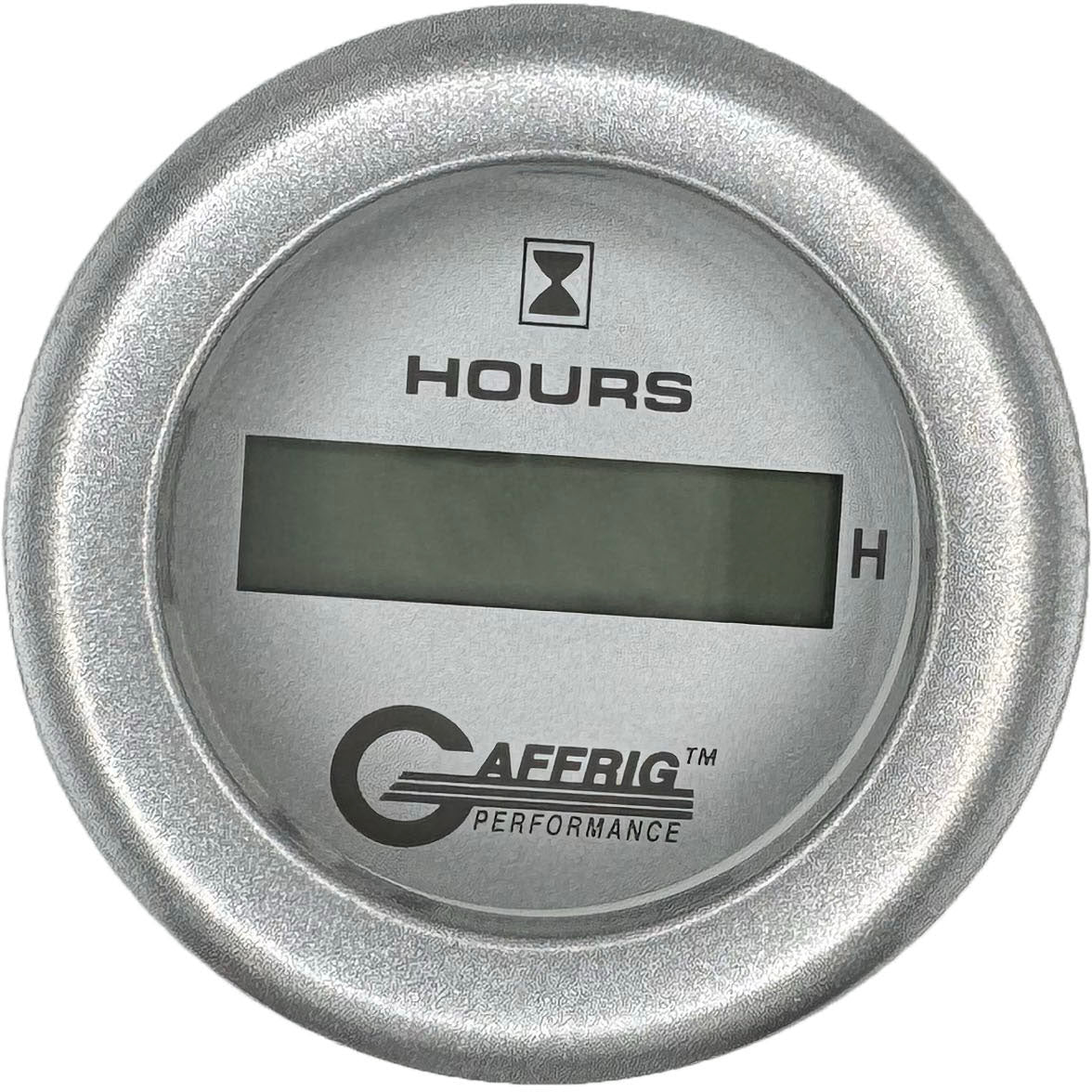 GAFFRIG PART #185810 2 INCH ELECTRIC ENGINE HOUR METER GAUGE PLATINUM PLATINUM / FAT RIM