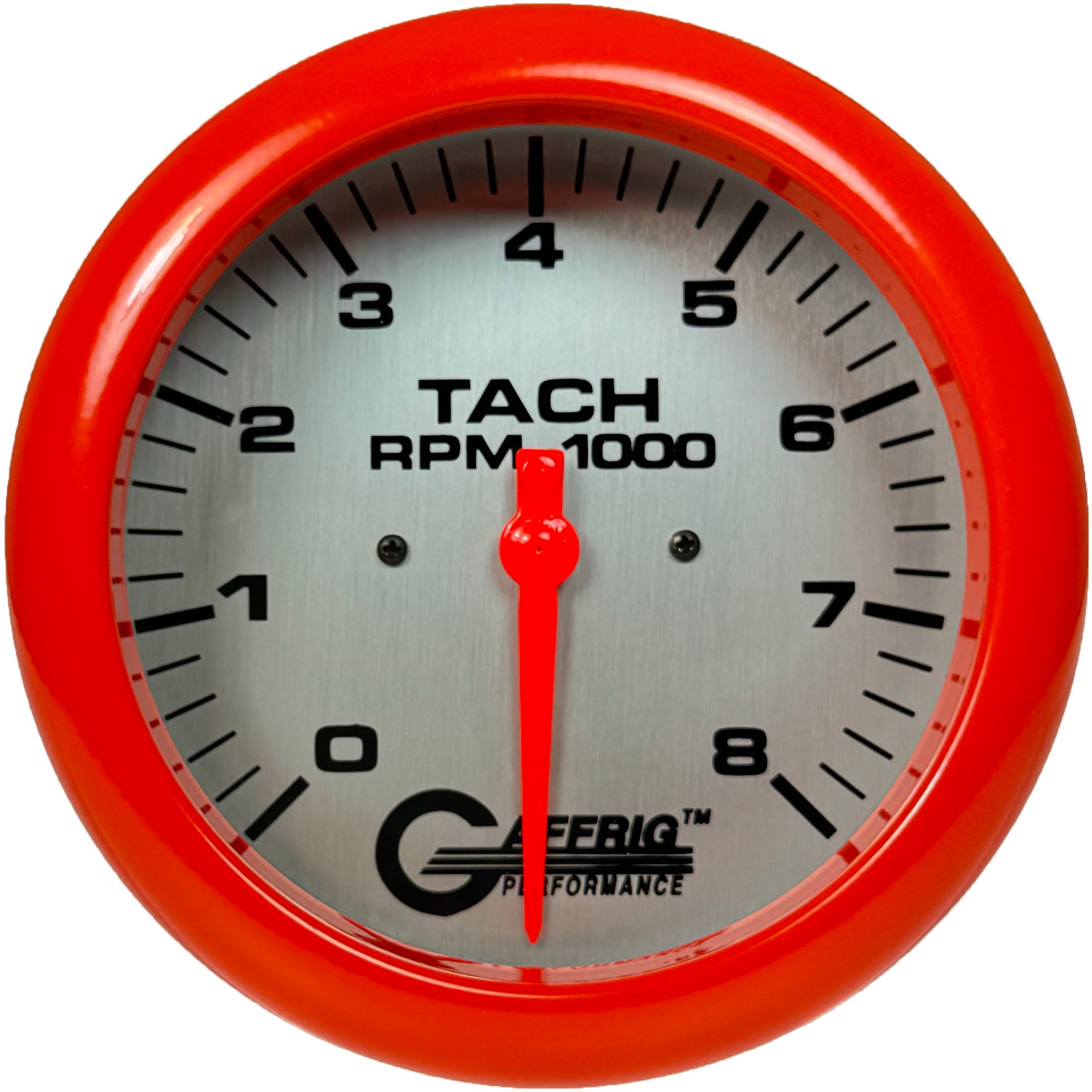 GAFFRIG PART #1910018 4 5/8 INCH ELECTRIC TACHOMETER GAUGE 0-8000 RPM PLATINUM ORANGE