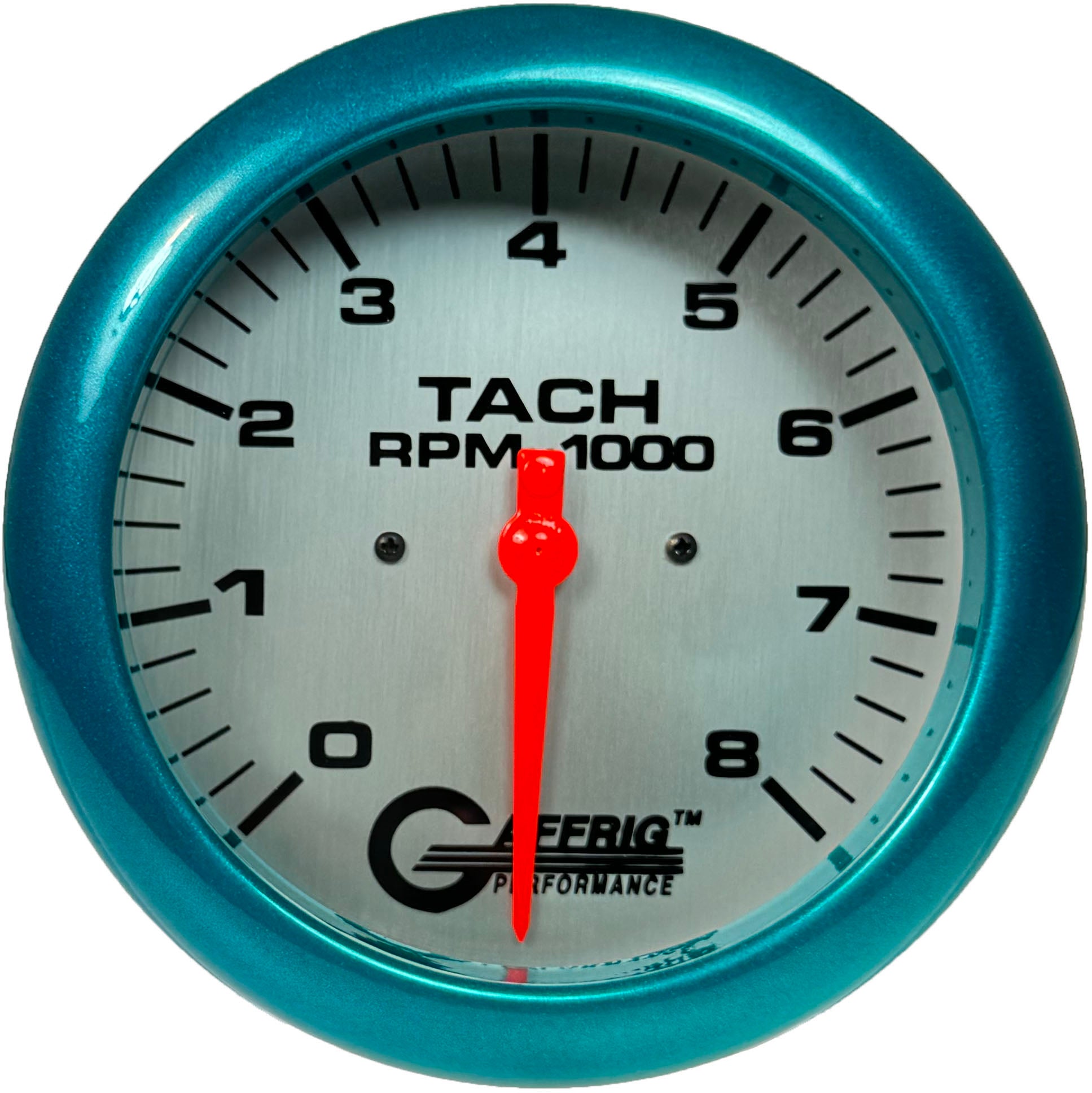 GAFFRIG PART #1910018 4 5/8 INCH ELECTRIC TACHOMETER GAUGE 0-8000 RPM PLATINUM TEAL
