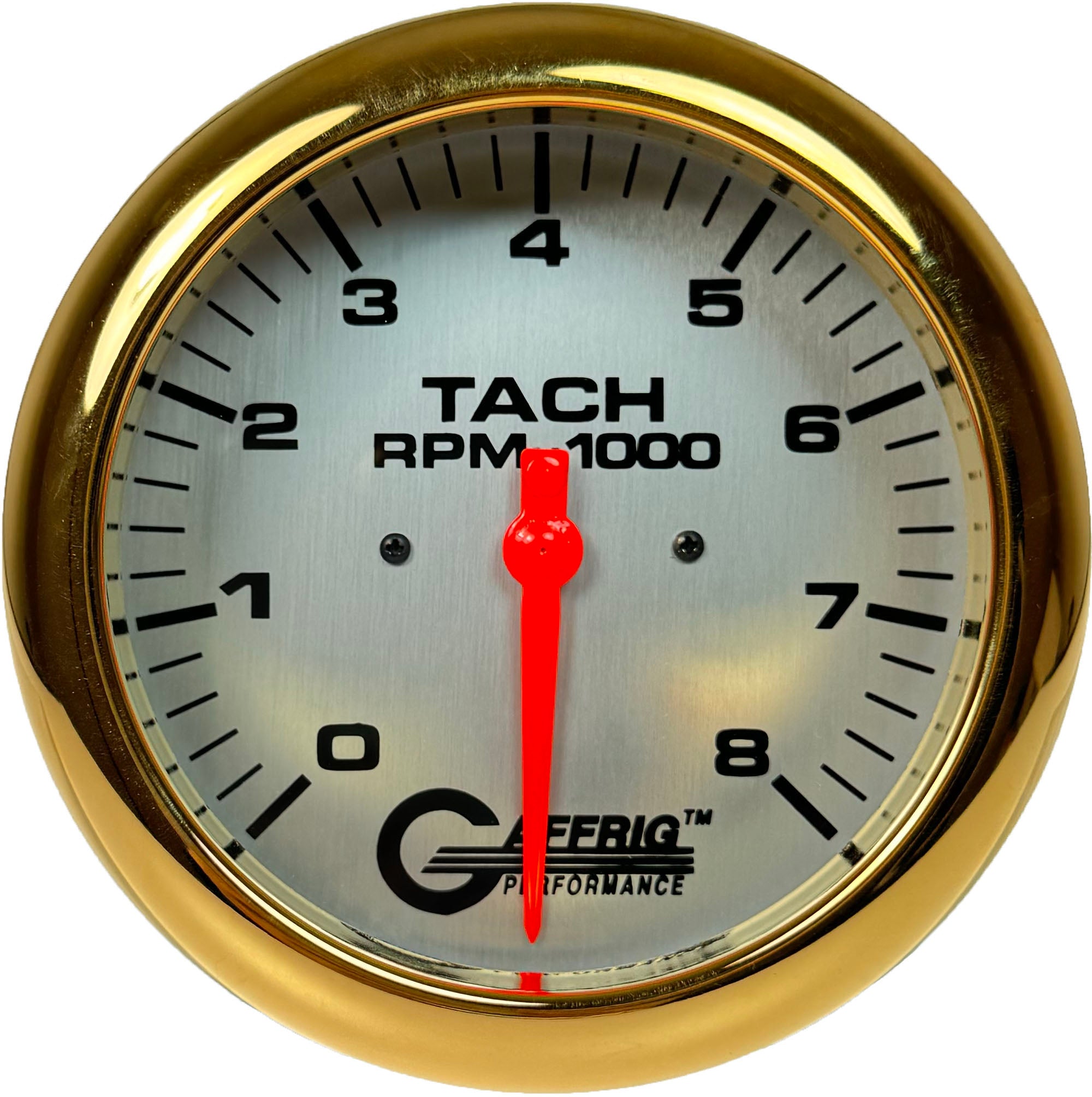 GAFFRIG PART #1910018 4 5/8 INCH ELECTRIC TACHOMETER GAUGE 0-8000 RPM PLATINUM GOLD
