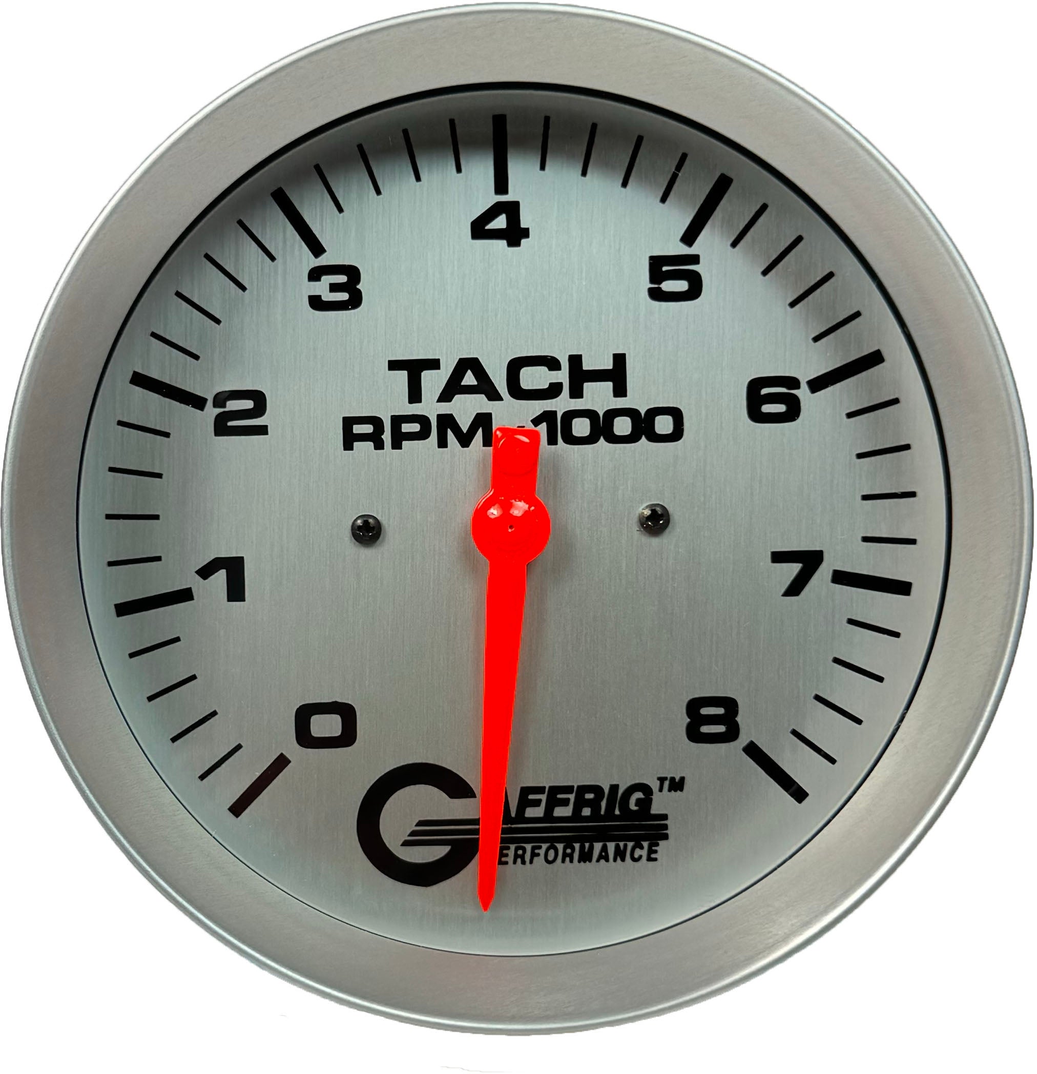 GAFFRIG PART #1910018 4 5/8 INCH ELECTRIC TACHOMETER GAUGE 0-8000 RPM PLATINUM NO FAT RIM (STANDARD)