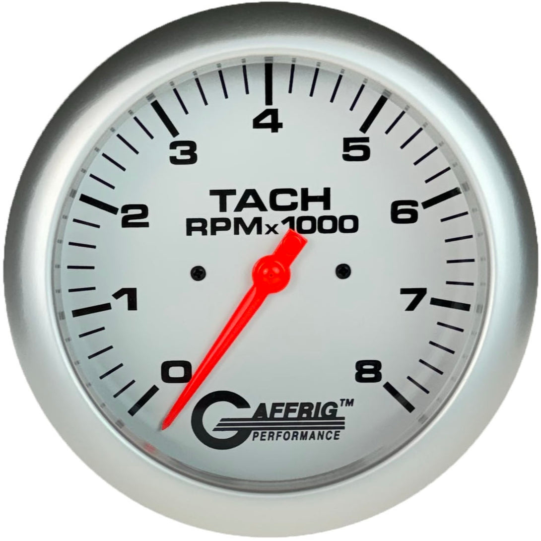 GAFFRIG PART #1910019 4 5/8 INCH ELECTRIC TACHOMETER MARINE BOAT GAUGE 0-8000 RPM WHITE