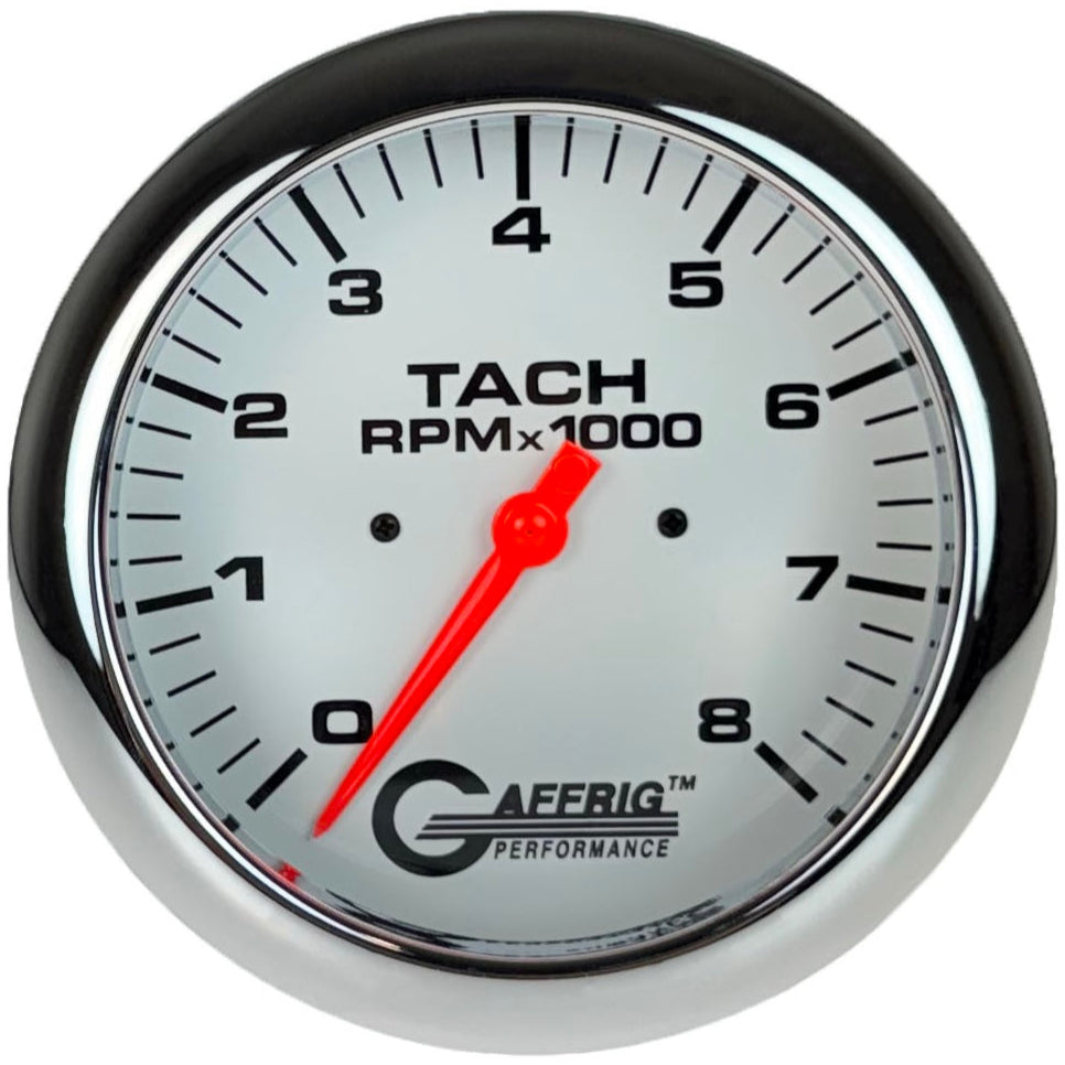 GAFFRIG PART #1910019 4 5/8 INCH ELECTRIC TACHOMETER MARINE BOAT GAUGE 0-8000 RPM WHITE