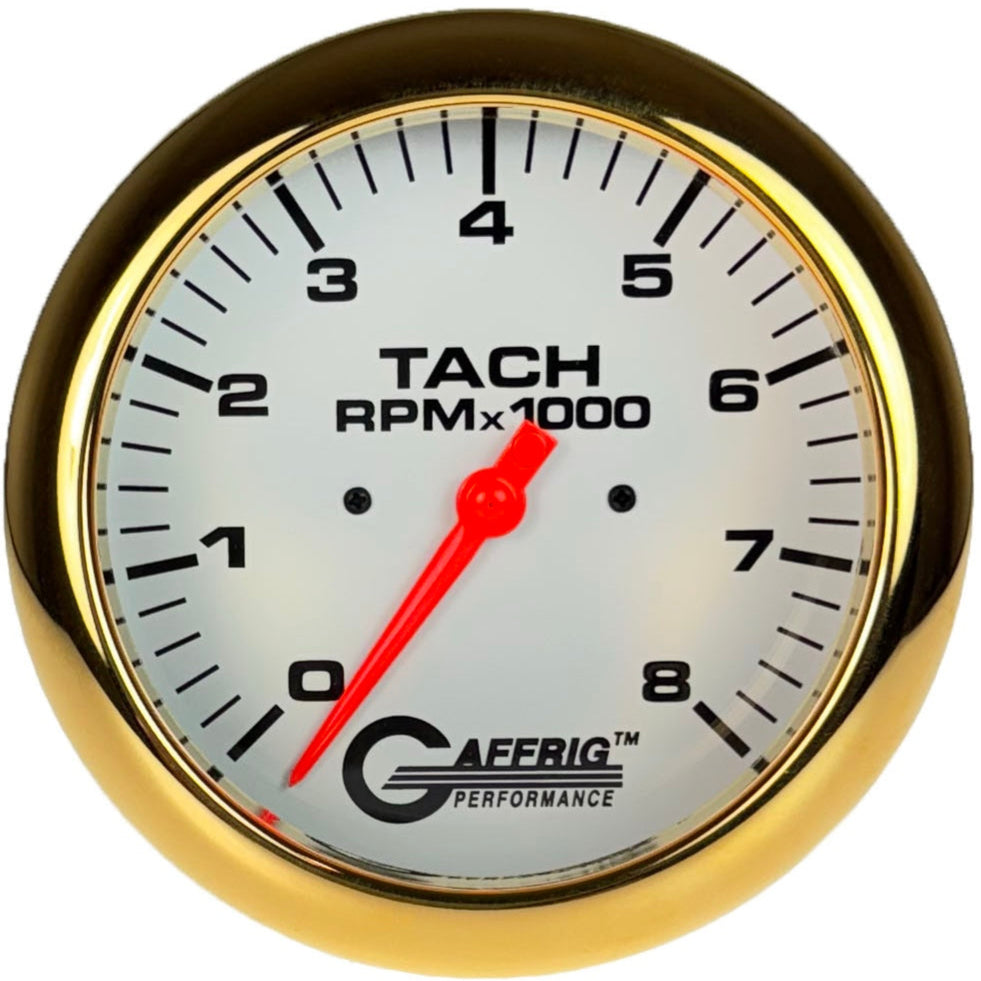 GAFFRIG PART #1910019 4 5/8 INCH ELECTRIC TACHOMETER MARINE BOAT GAUGE 0-8000 RPM WHITE