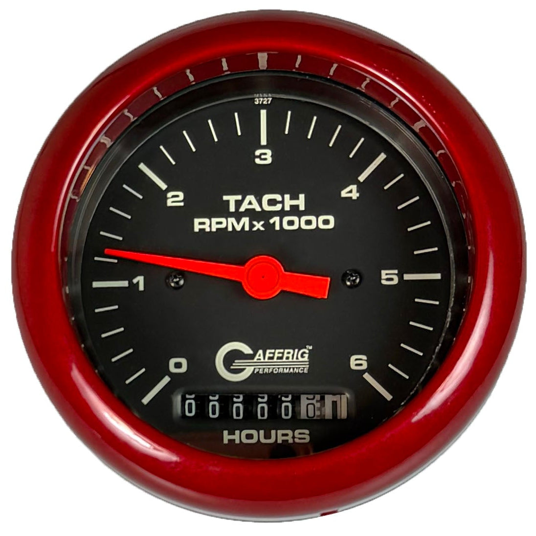GAFFRIG PART #194258 3 3/8 INCH ELECTRIC TACH/HOUR METER MARINE BOAT GAUGE 0-6000 RPM BLACK