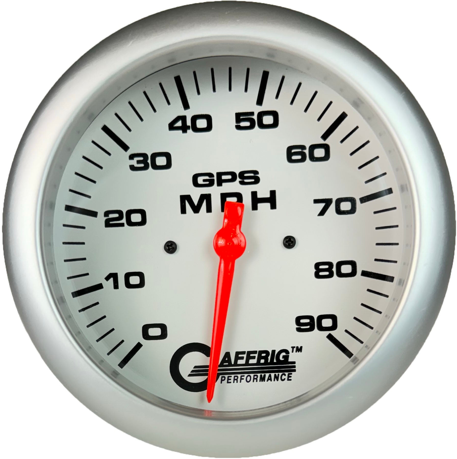 GAFFRIG PART #194541 4 5/8 INCH GPS ANALOG 90 MPH SPEEDOMETER GAUGE HEAD ONLY WHITE PLATINUM