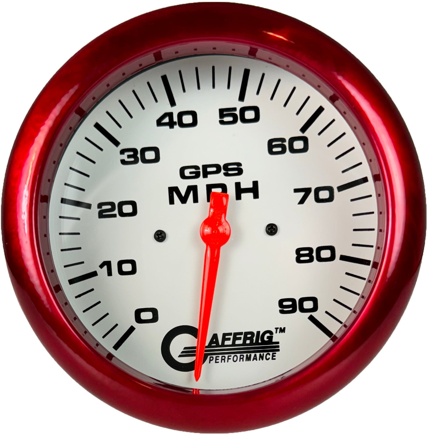 GAFFRIG PART #194541 4 5/8 INCH GPS ANALOG 90 MPH SPEEDOMETER GAUGE HEAD ONLY WHITE RED