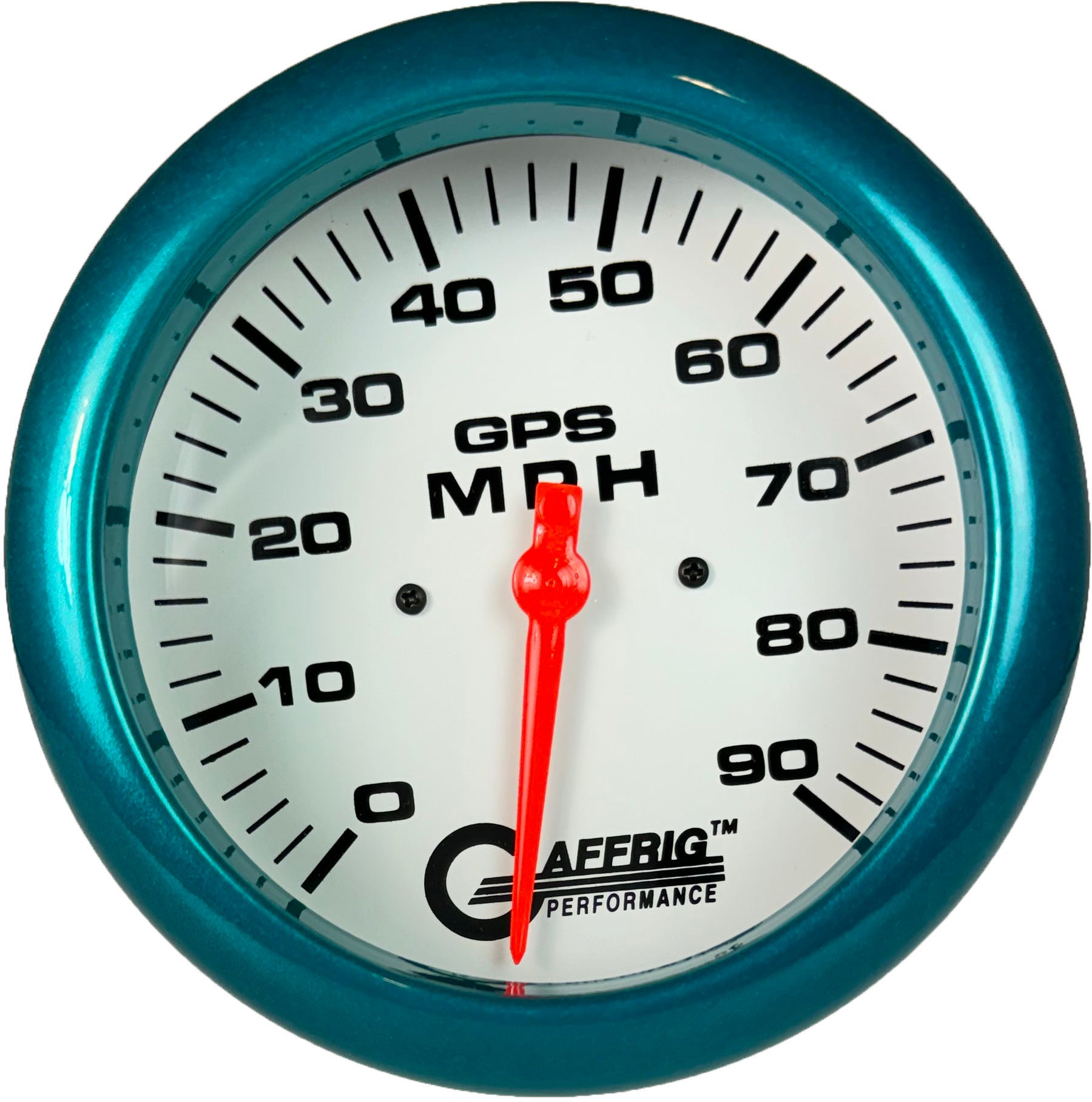 GAFFRIG PART #194541 4 5/8 INCH GPS ANALOG 90 MPH SPEEDOMETER GAUGE HEAD ONLY WHITE TEAL