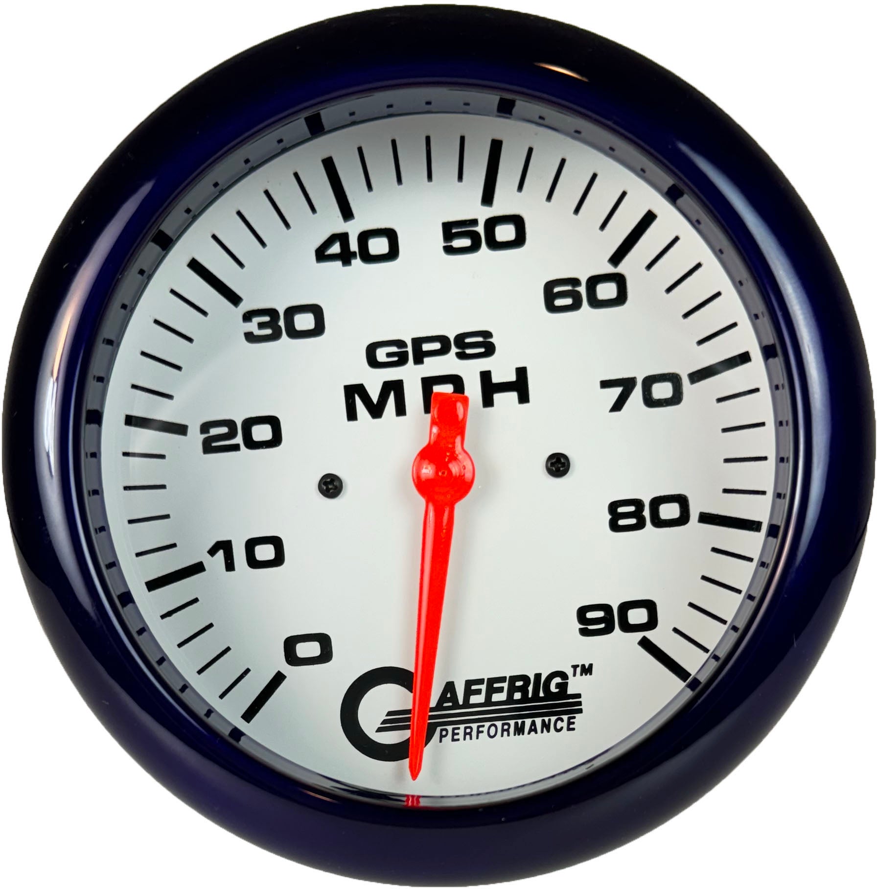 GAFFRIG PART #194541 4 5/8 INCH GPS ANALOG 90 MPH SPEEDOMETER GAUGE HEAD ONLY WHITE PURPLE