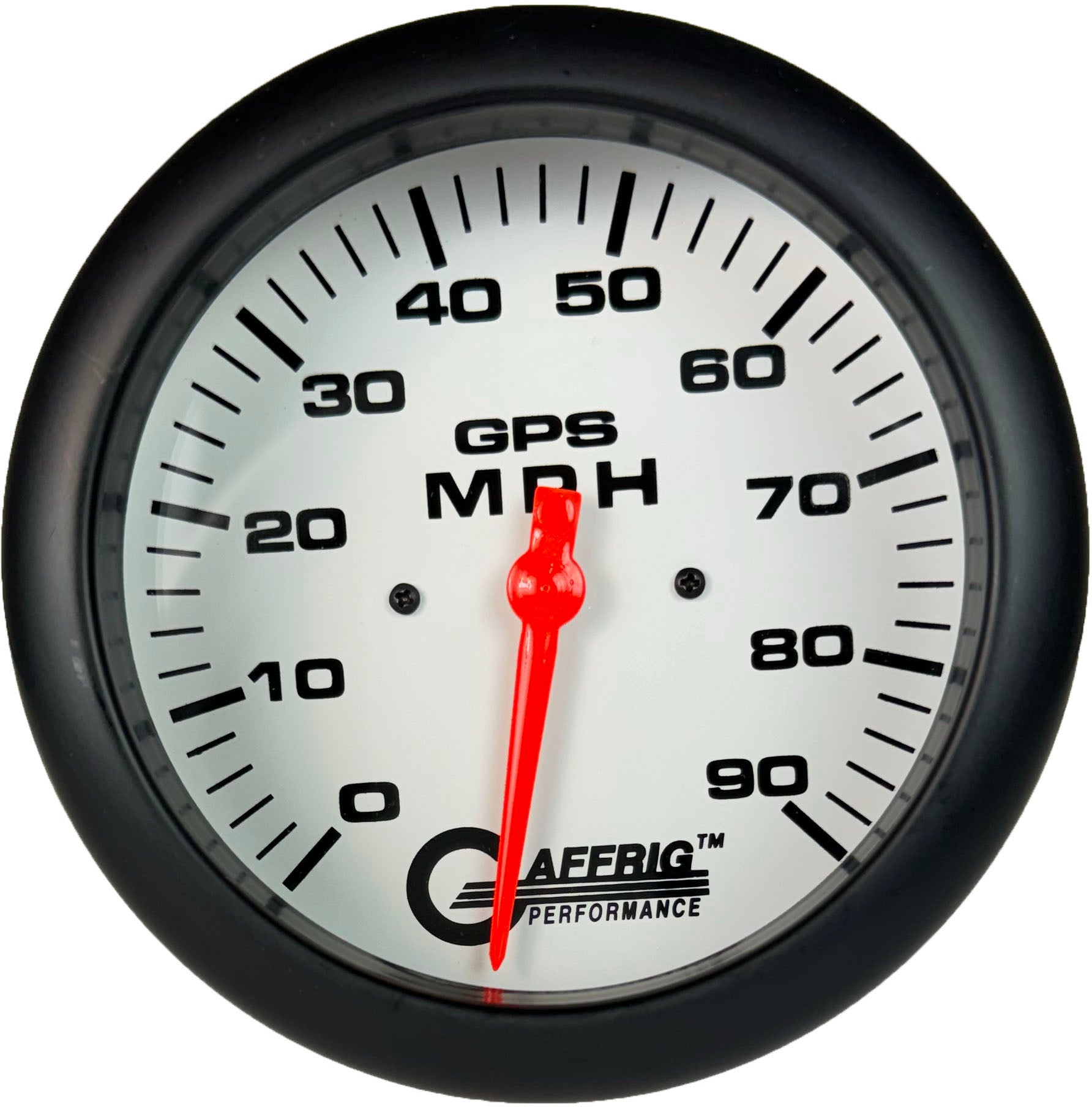 GAFFRIG PART #194541 4 5/8 INCH GPS ANALOG 90 MPH SPEEDOMETER GAUGE HEAD ONLY WHITE BLACK