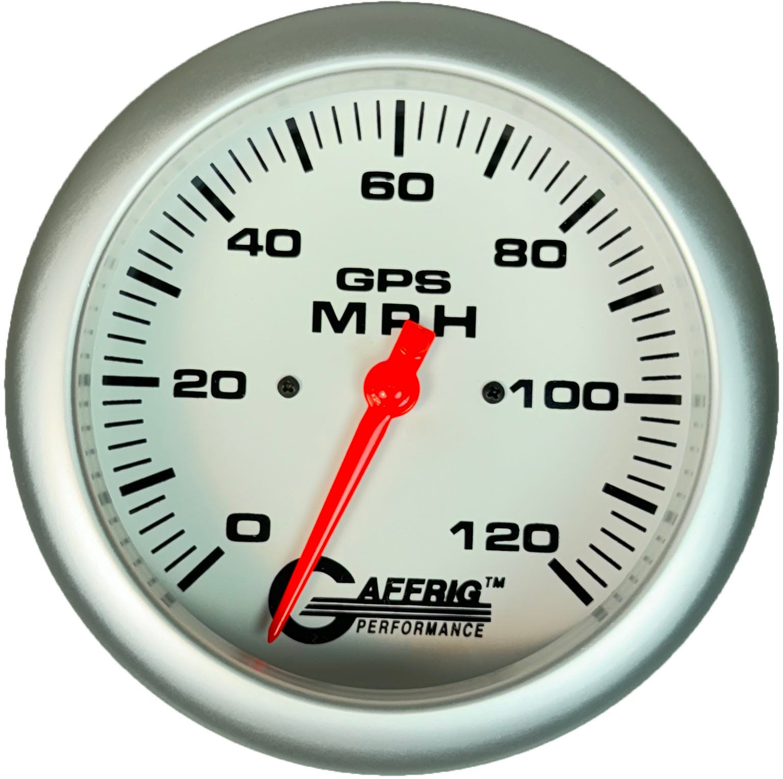 GAFFRIG PART #194543 4 5/8 INCH GPS ANALOG 120 MPH SPEEDOMETER GAUGE HEAD ONLY WHITE PLATINUM