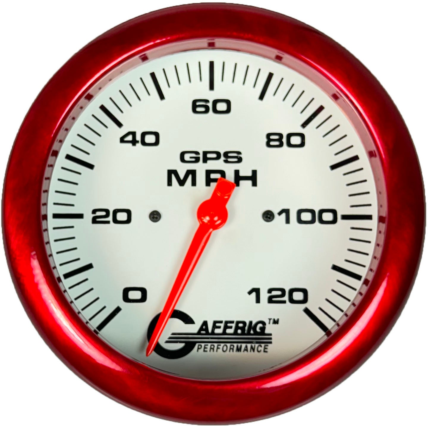 GAFFRIG PART #194543 4 5/8 INCH GPS ANALOG 120 MPH SPEEDOMETER GAUGE HEAD ONLY WHITE RED