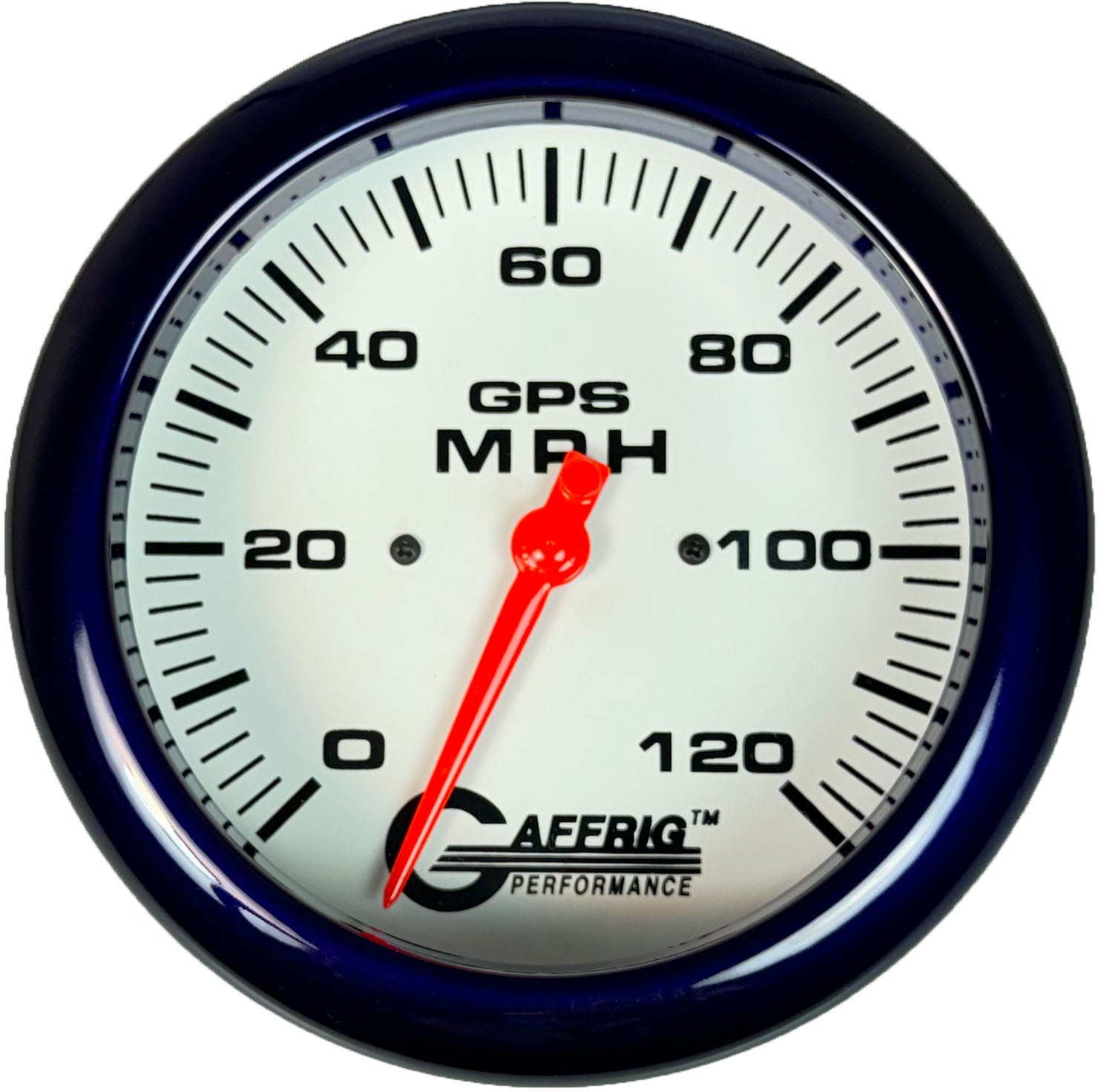 GAFFRIG PART #194543 4 5/8 INCH GPS ANALOG 120 MPH SPEEDOMETER GAUGE HEAD ONLY WHITE PURPLE