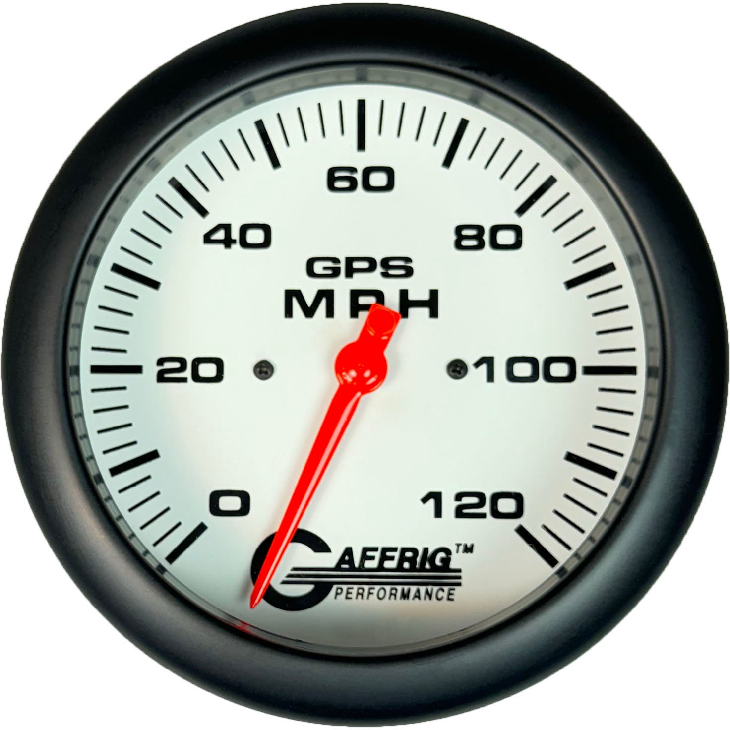 GAFFRIG PART #194543 4 5/8 INCH GPS ANALOG 120 MPH SPEEDOMETER GAUGE HEAD ONLY WHITE BLACK
