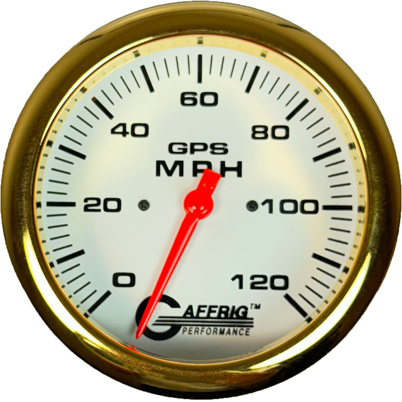 GAFFRIG PART #194543 4 5/8 INCH GPS ANALOG 120 MPH SPEEDOMETER GAUGE HEAD ONLY WHITE GOLD