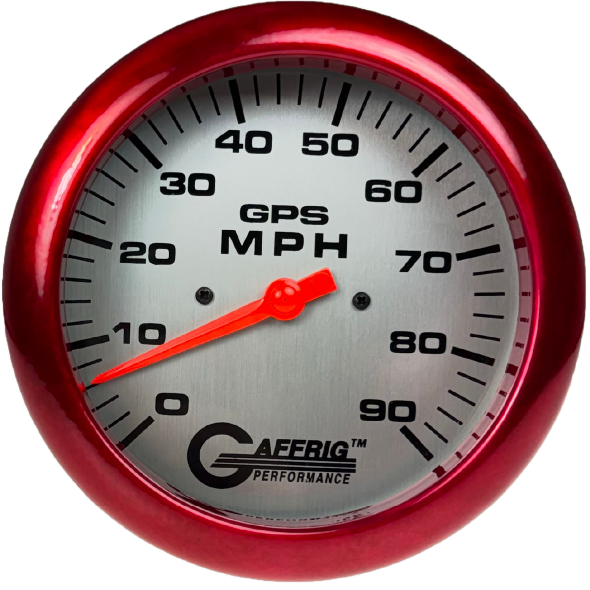 GAFFRIG PART #194547 4 5/8 INCH GPS ANALOG 90 MPH SPEEDOMETER GAUGE HEAD ONLY PLATINUM RED