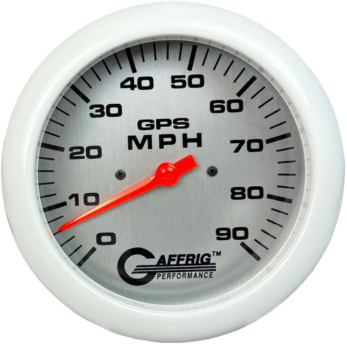 GAFFRIG PART #194547 4 5/8 INCH GPS ANALOG 90 MPH SPEEDOMETER GAUGE HEAD ONLY PLATINUM WHITE