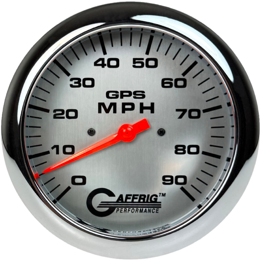 GAFFRIG PART #194547 4 5/8 INCH GPS ANALOG 90 MPH SPEEDOMETER GAUGE HEAD ONLY PLATINUM CHROME