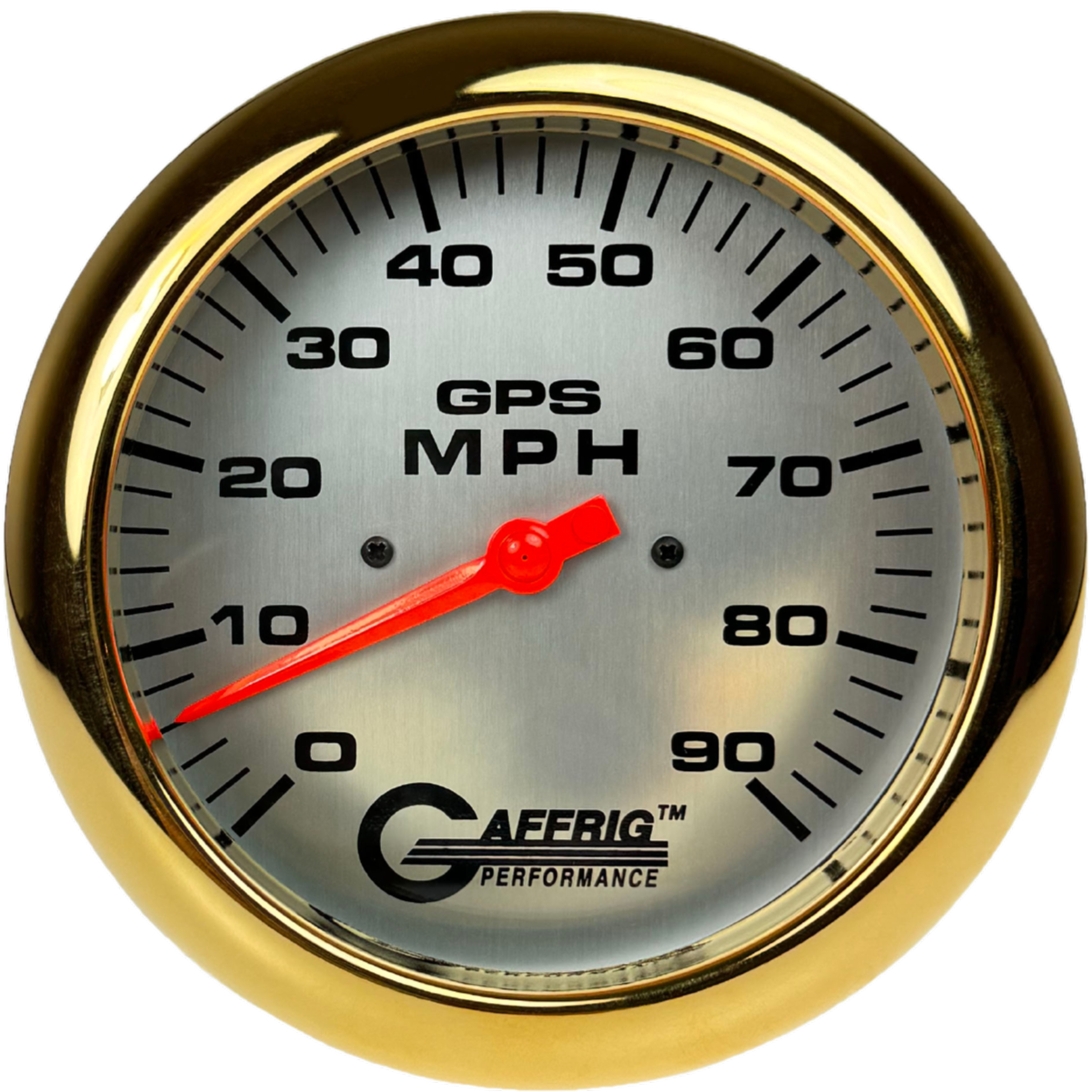 GAFFRIG PART #194547 4 5/8 INCH GPS ANALOG 90 MPH SPEEDOMETER GAUGE HEAD ONLY PLATINUM GOLD