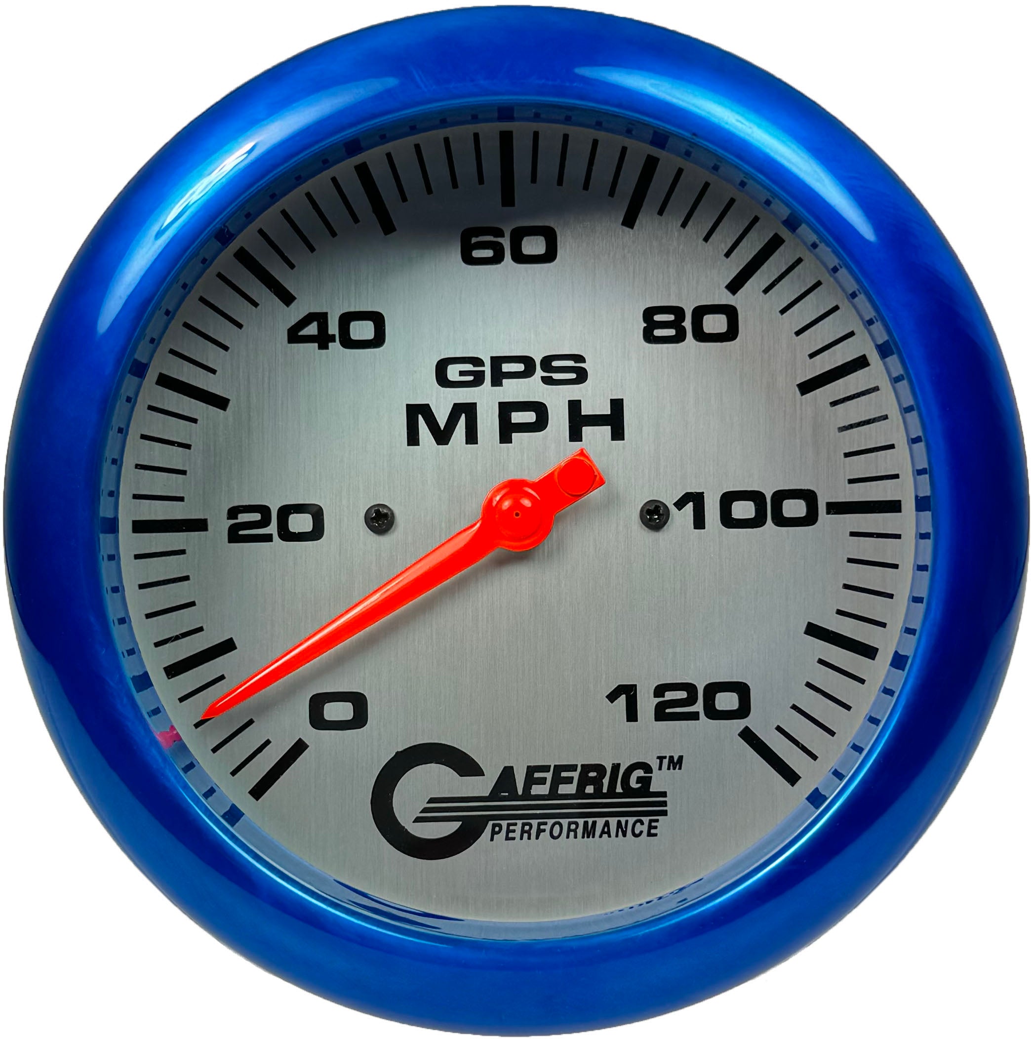 GAFFRIG PART #194549 4 5/8 INCH GPS ANALOG 120 MPH SPEEDOMETER GAUGE HEAD ONLY PLATINUM BLUE