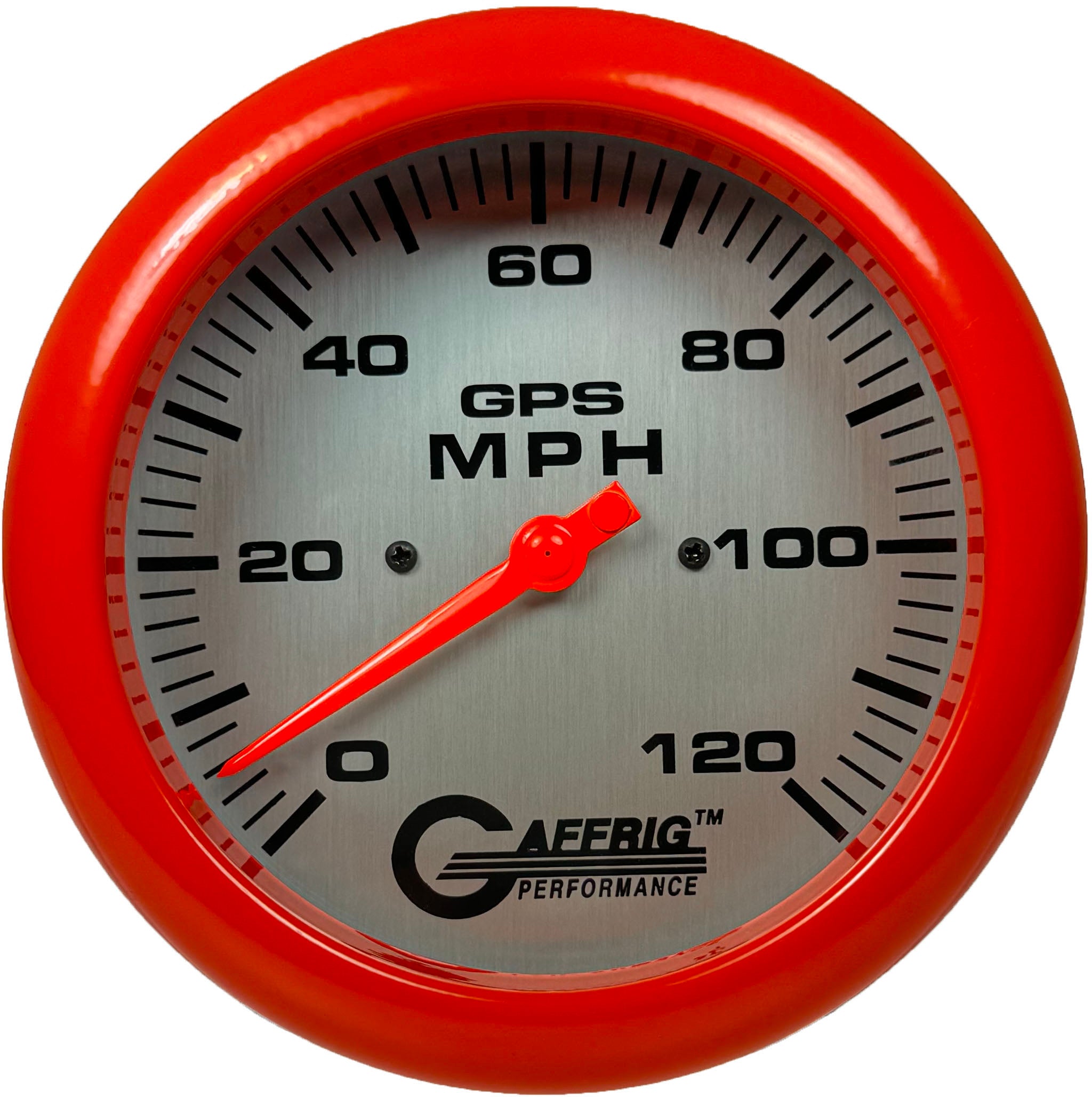 GAFFRIG PART #194549 4 5/8 INCH GPS ANALOG 120 MPH SPEEDOMETER GAUGE HEAD ONLY PLATINUM ORANGE