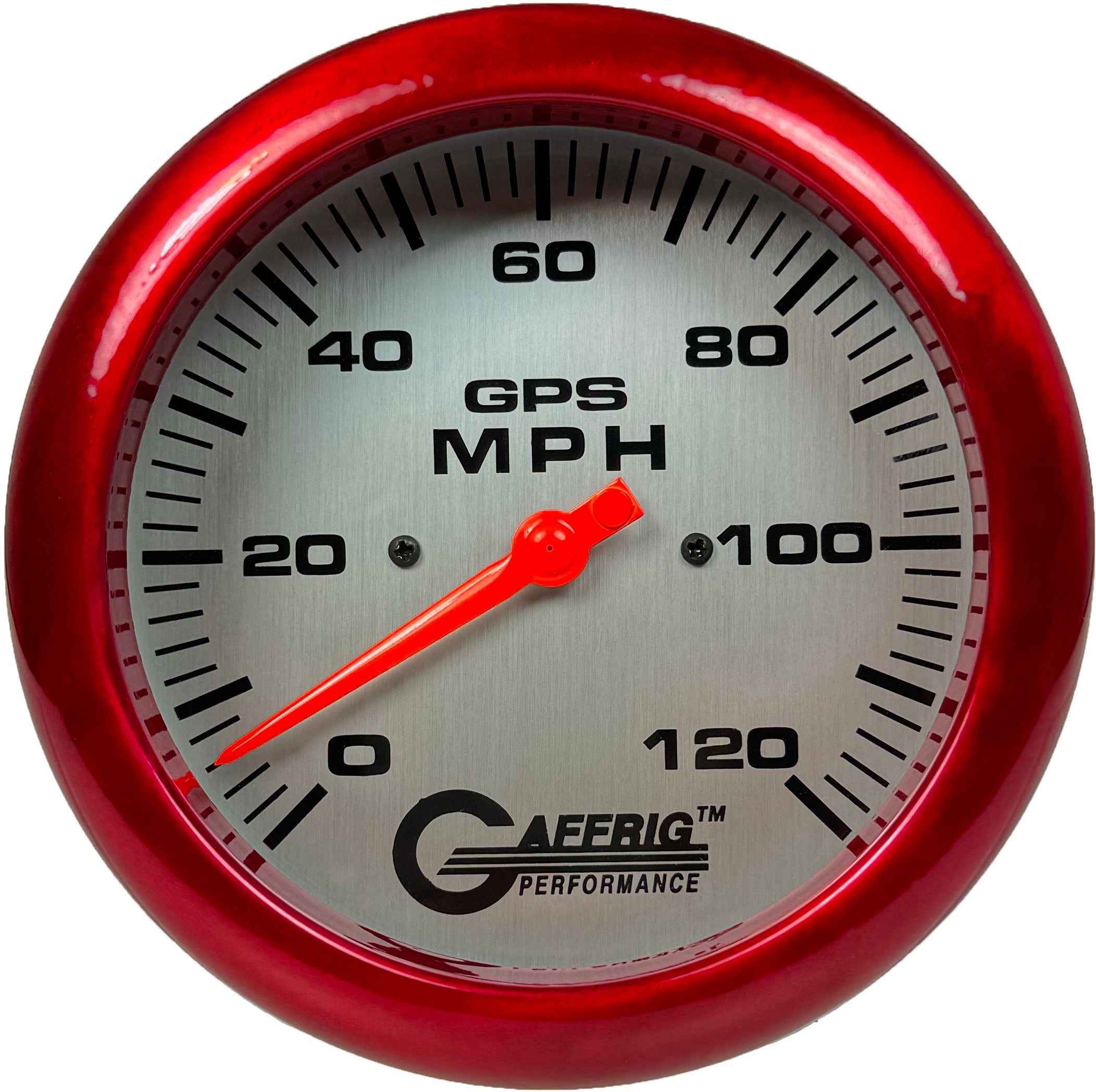 GAFFRIG PART #194549 4 5/8 INCH GPS ANALOG 120 MPH SPEEDOMETER GAUGE HEAD ONLY PLATINUM RED