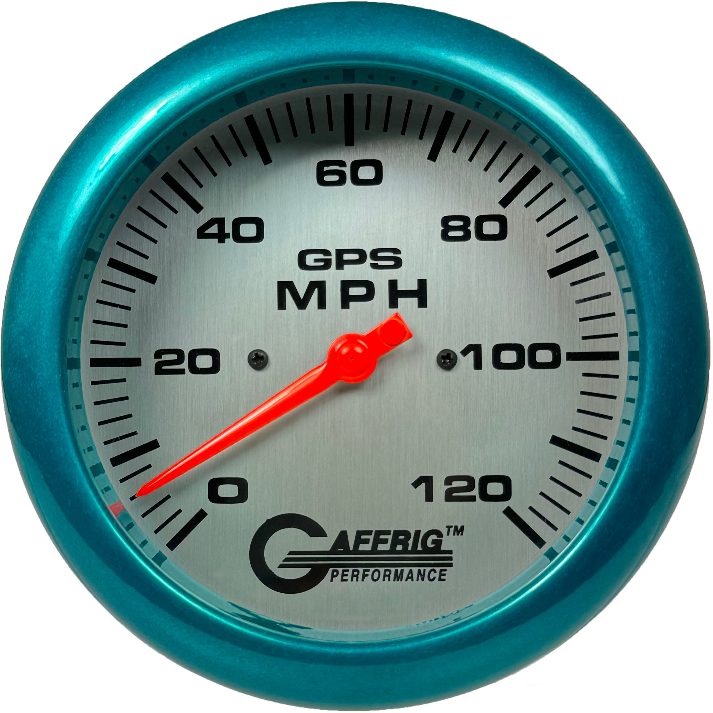 GAFFRIG PART #194549 4 5/8 INCH GPS ANALOG 120 MPH SPEEDOMETER GAUGE HEAD ONLY PLATINUM TEAL
