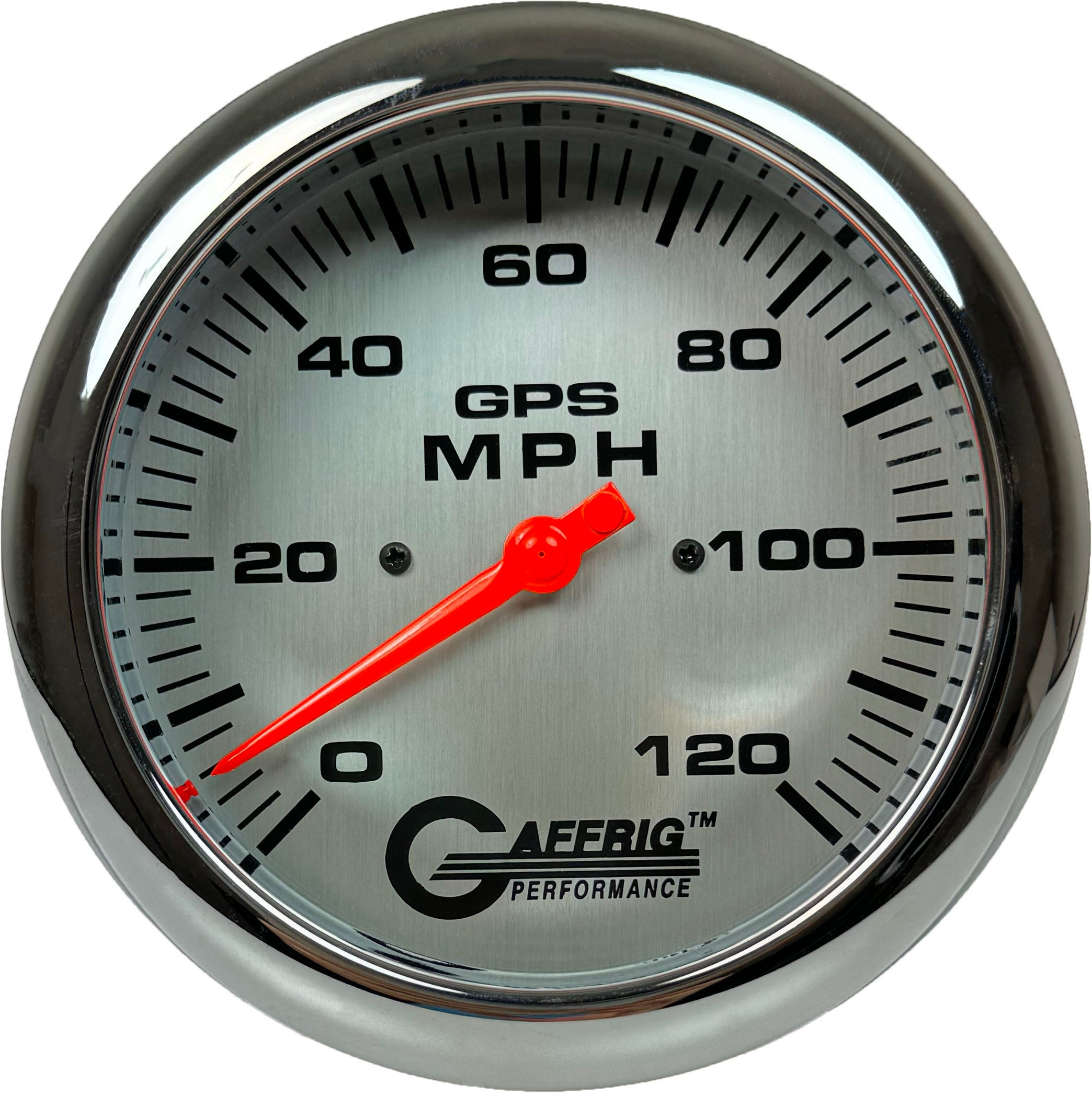 GAFFRIG PART #194549 4 5/8 INCH GPS ANALOG 120 MPH SPEEDOMETER GAUGE HEAD ONLY PLATINUM CHROME